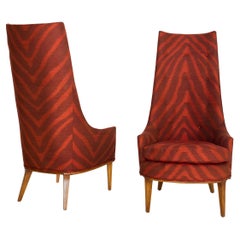 American Midcentury Highback Slipper Chairs, c. 1960's, Tomlinson Furniture