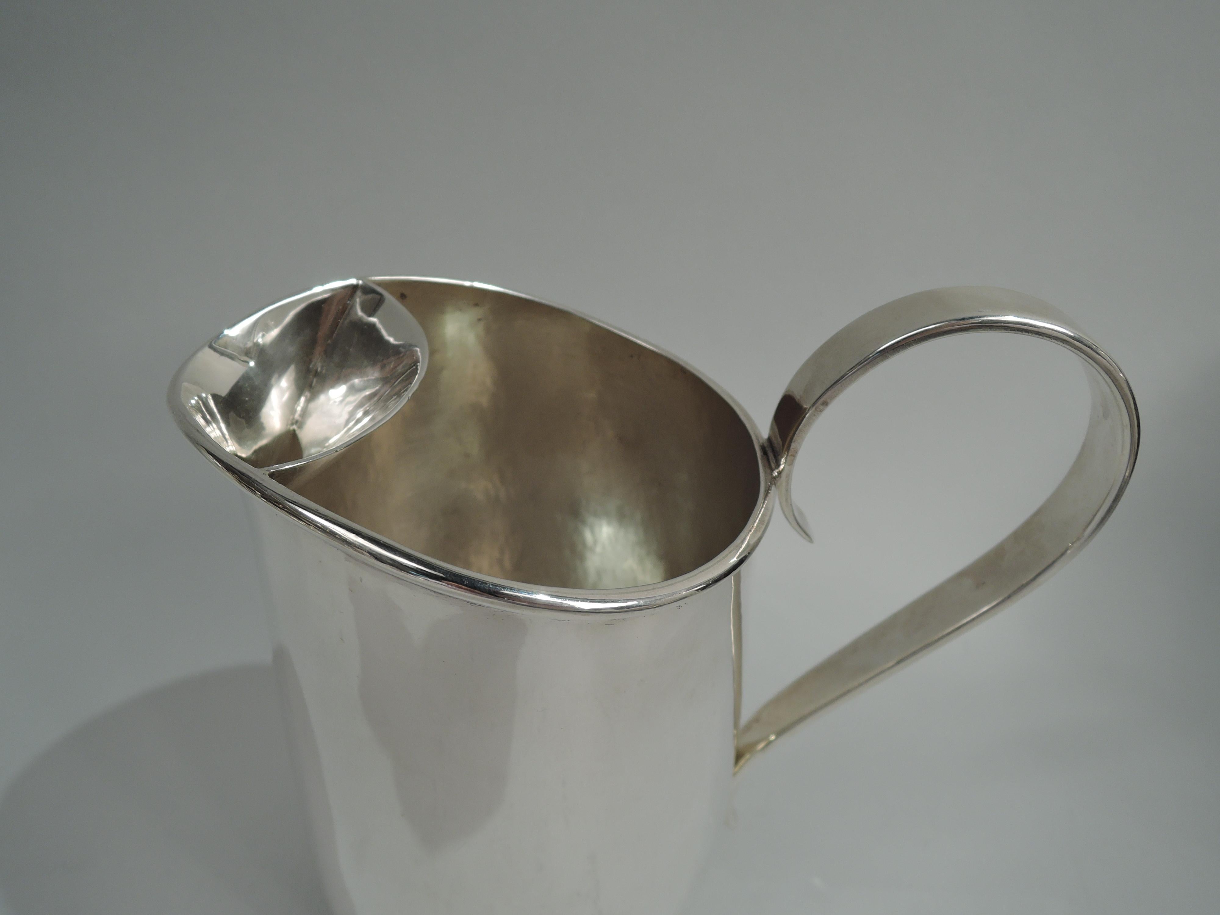 American Mid-Century Modern Handwrought Sterling Silver Bar Pitcher In Good Condition In New York, NY