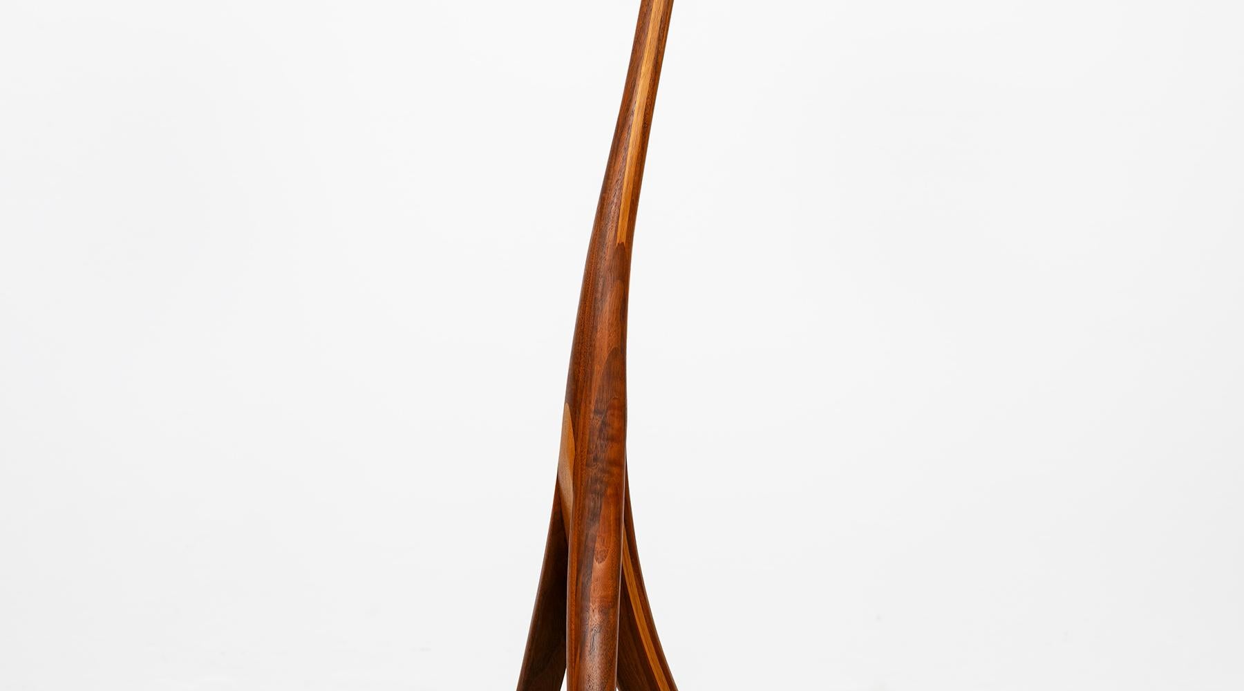 American Mid-Century Modern Pair of Floor Lamps in Walnut and Linen 13
