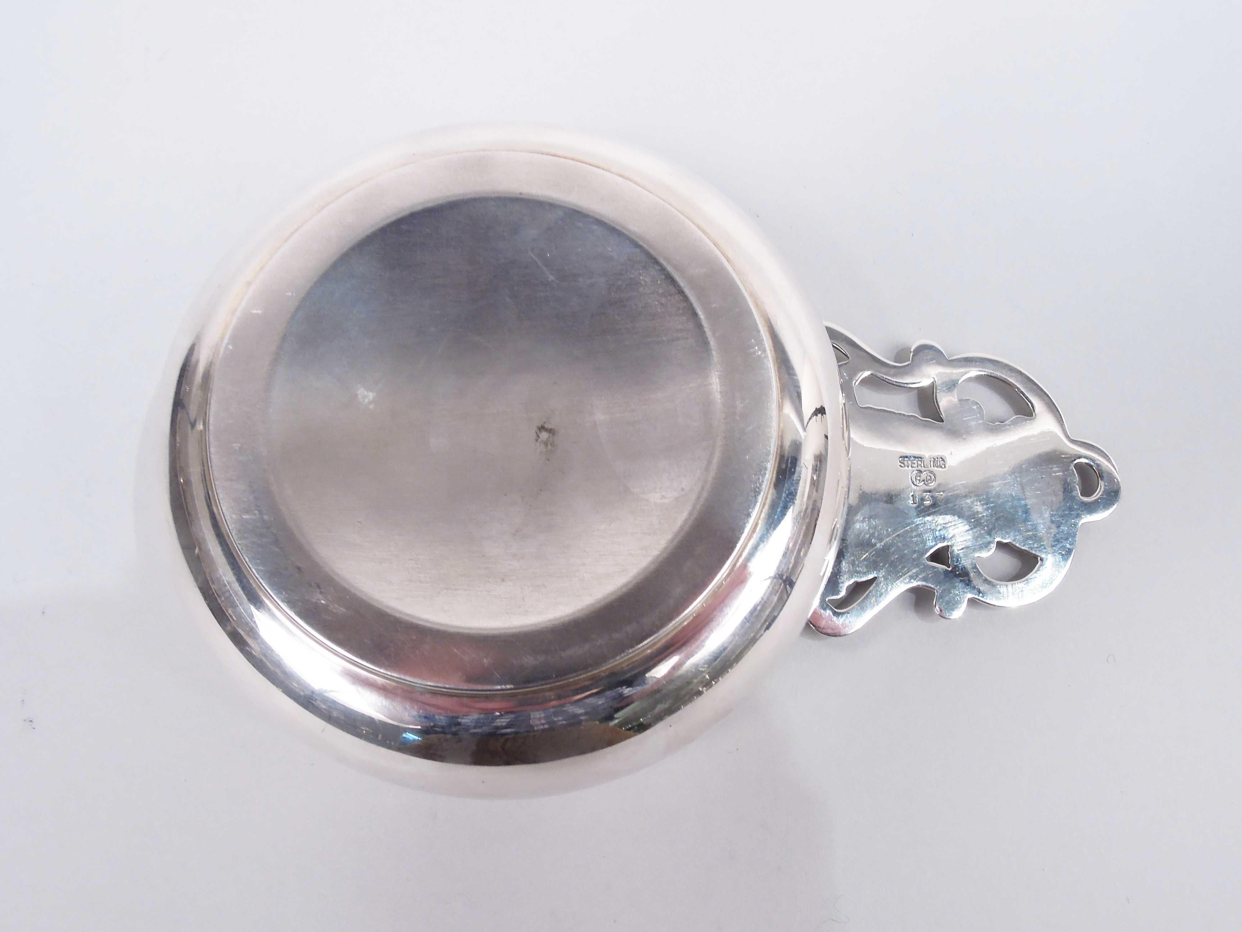 American Midcentury Modern Sterling Silver Kitty Cat Porringer For Sale 1