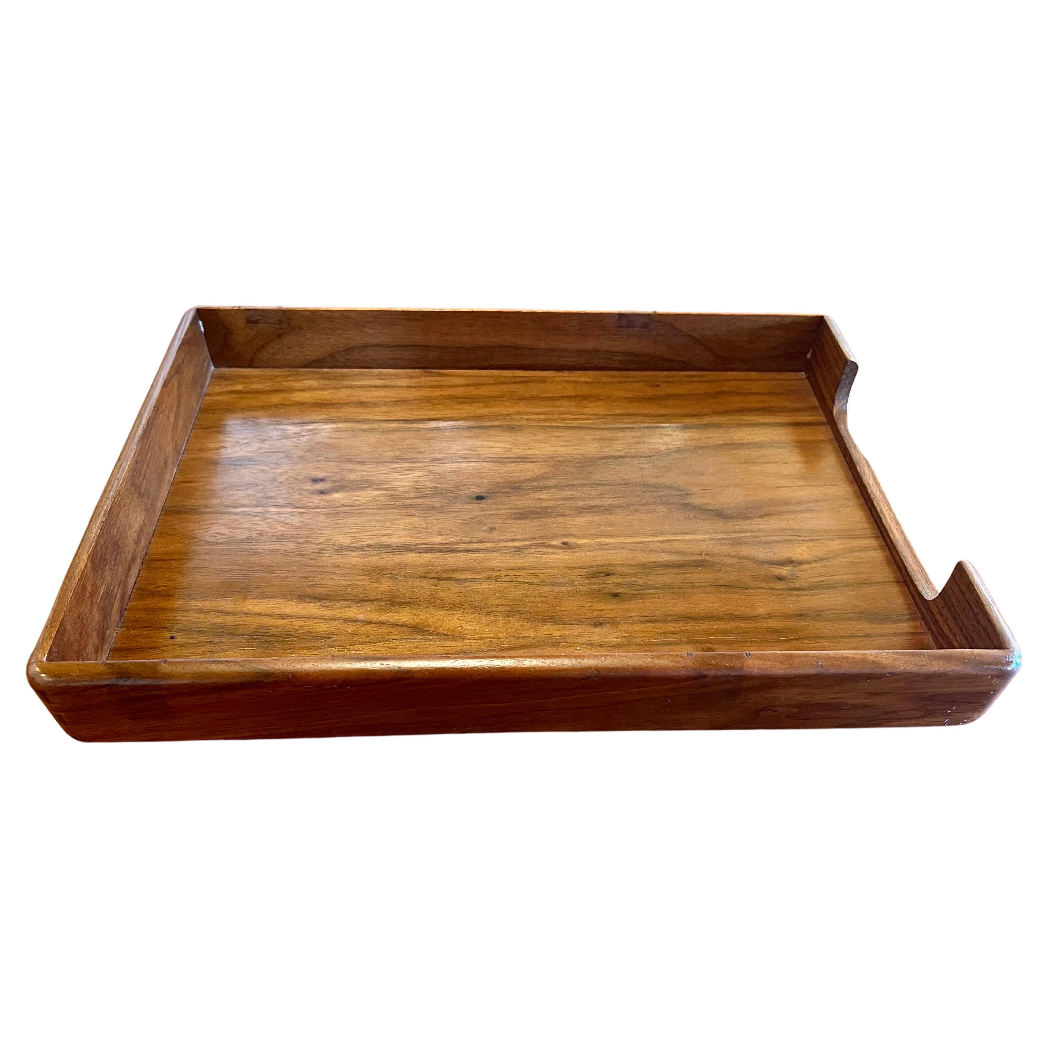 American Mid-Century Modernist Walnut Letter Desk Tray In Excellent Condition For Sale In San Diego, CA