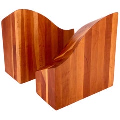 American Midcentury Pair of Solid Cherrywood Blocks Bookends