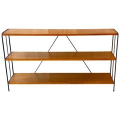 American Midcentury Solid Mahogany and Iron Bookcase Atomic Age