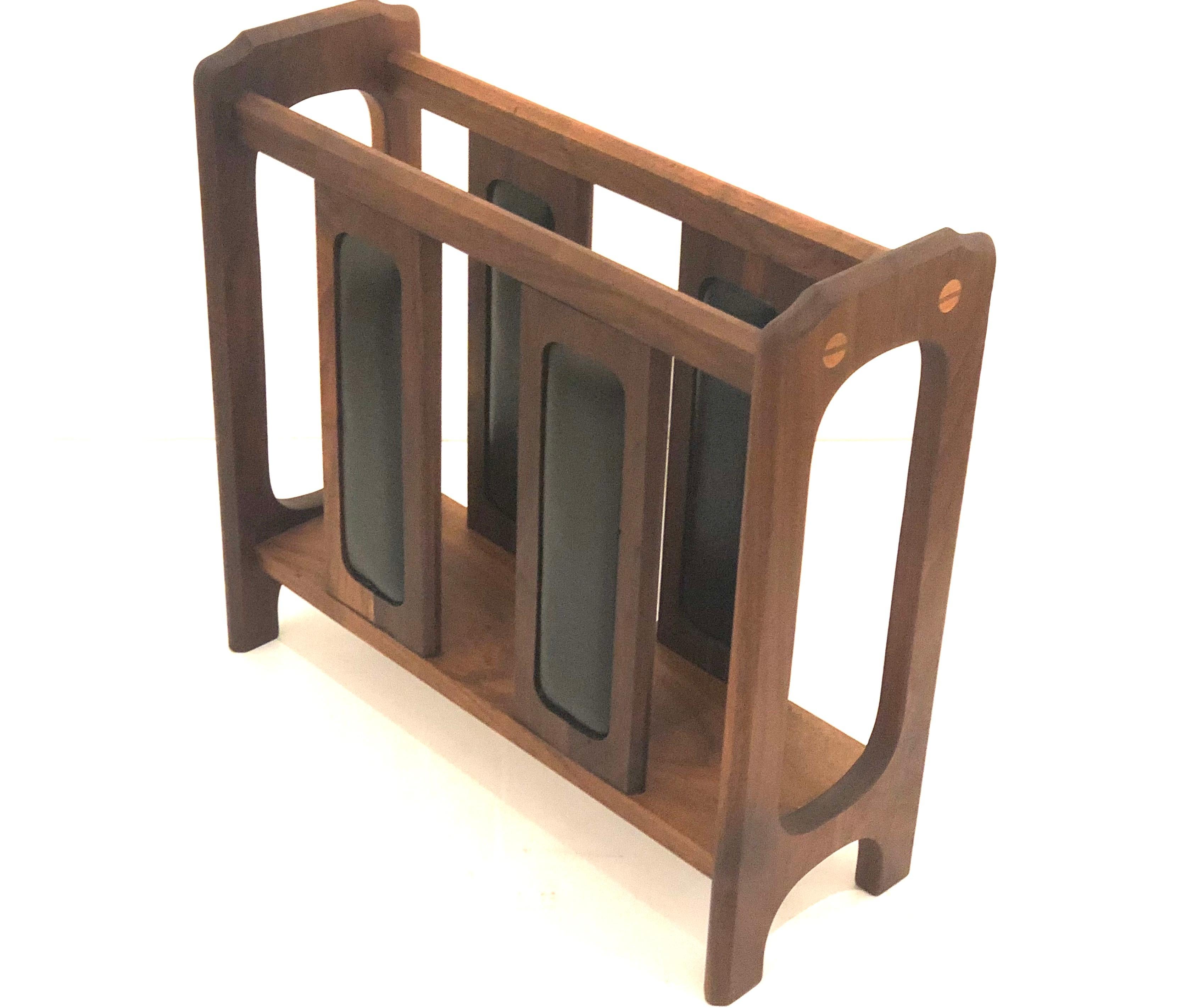 20th Century American Midcentury Solid Walnut Magazine Rack in the Style of Umanoff