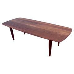 American Midcentury Solid Walnut Surfboard Coffee Table California Design