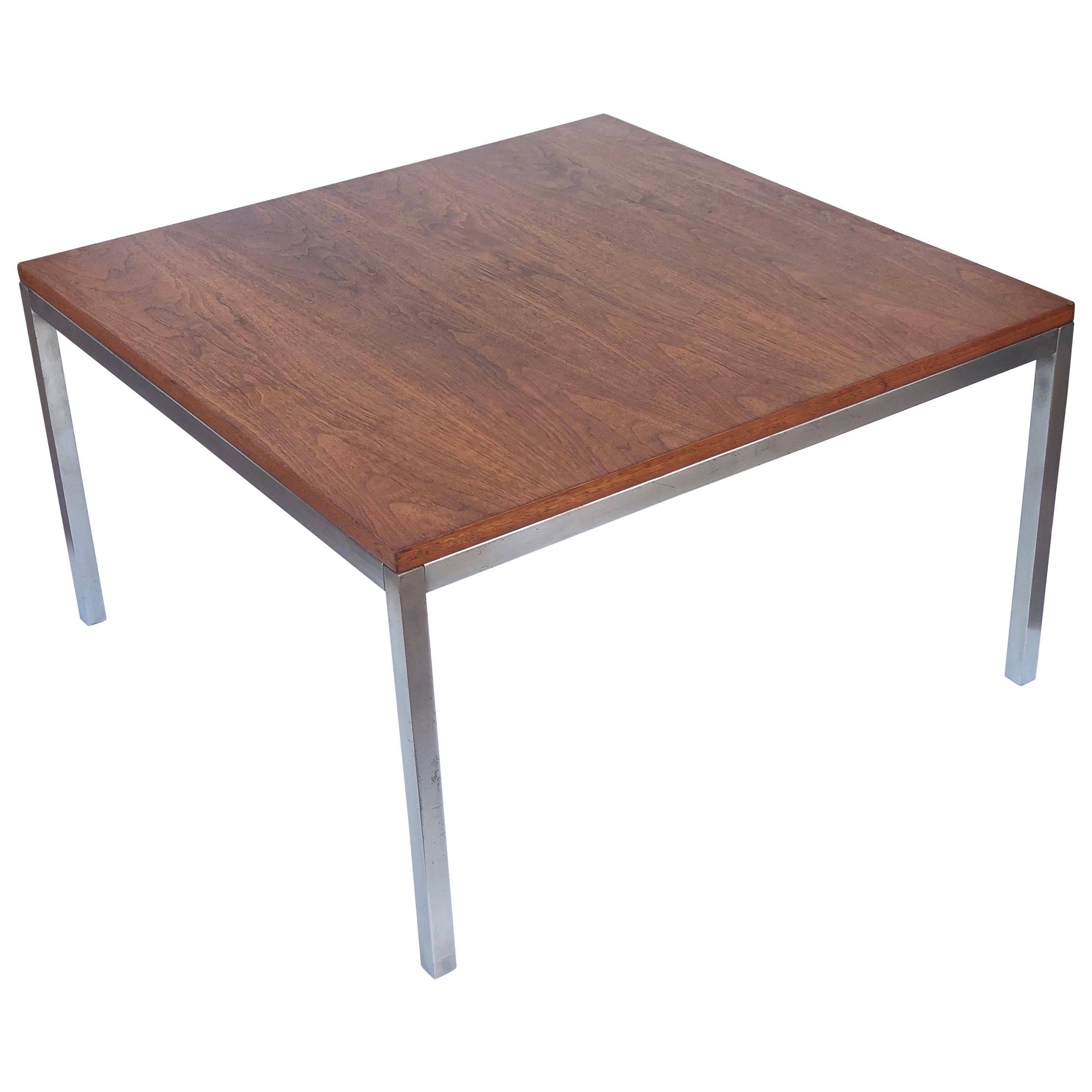 American Midcentury Square Walnut Coffee Table by Knoll at 1stDibs
