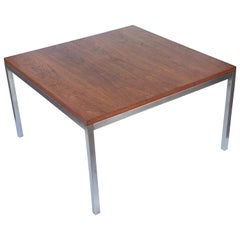 American Midcentury Square Walnut Coffee Table by Knoll