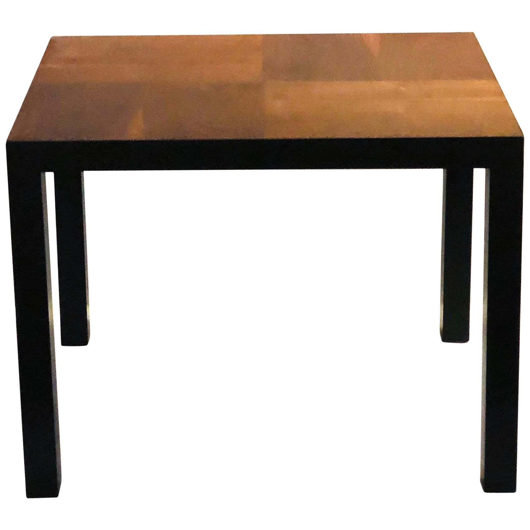 American Midcentury Walnut and Black Lacquer End Cocktail Table For Sale