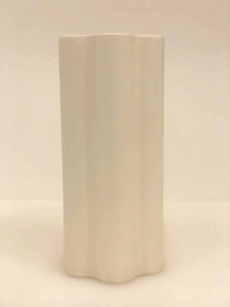 American Midcentury White Mate Tall Ceramic Vase For Sale at 1stdibs