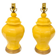 American Midcentury Yellow Temple Jar Lamps, 1950s-1960s