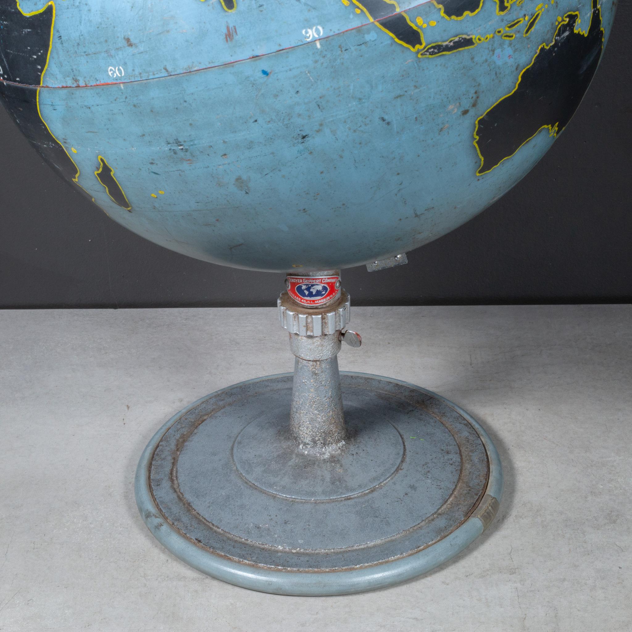 Metal American Military Planning Globe by Denoyer-Geppert c.1940-1950 For Sale
