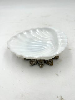 American Milk Glass Footed Shell Dish Soap Dispenser by The Bucklers