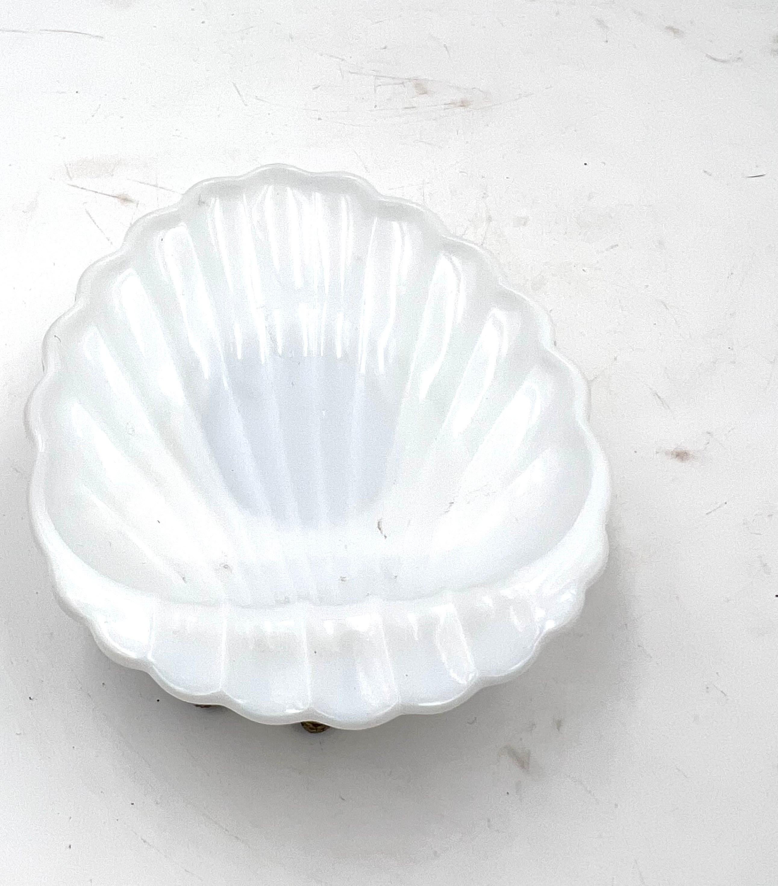 milk glass shell dish