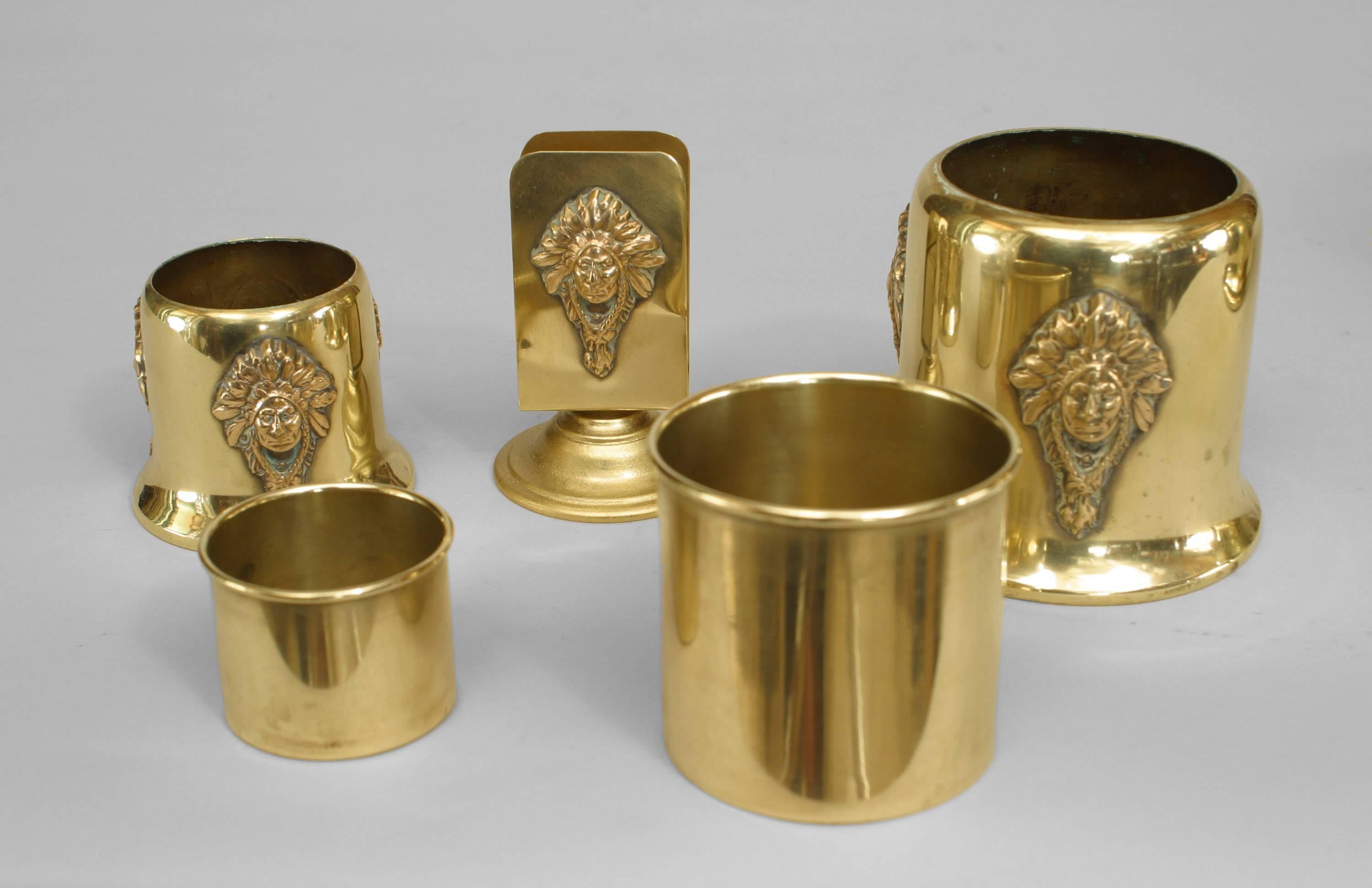 20th Century American Mission Brass Smoking Set For Sale