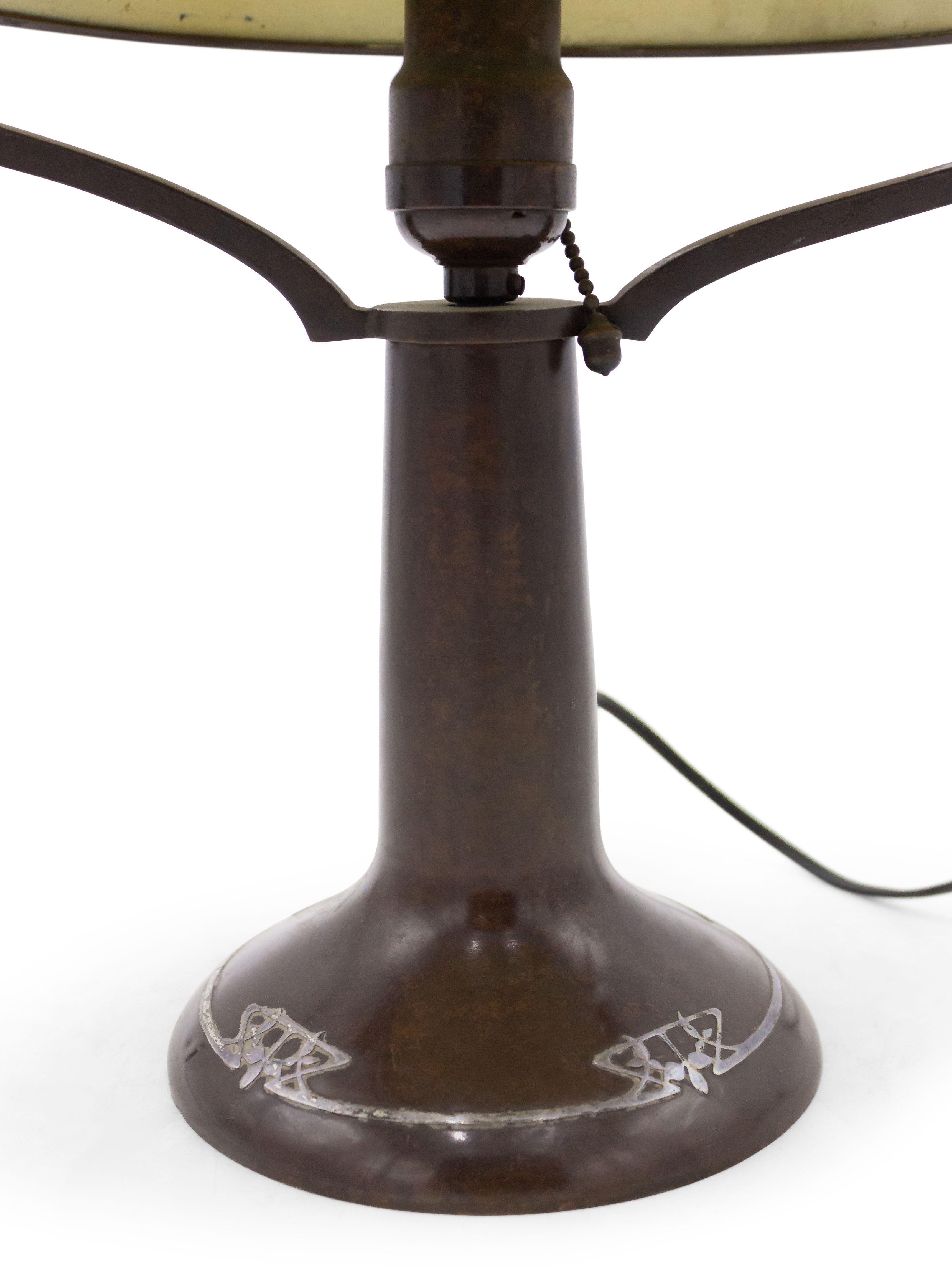 20th Century American Mission Heintz Art Metal Patinated Metal Table Lamp