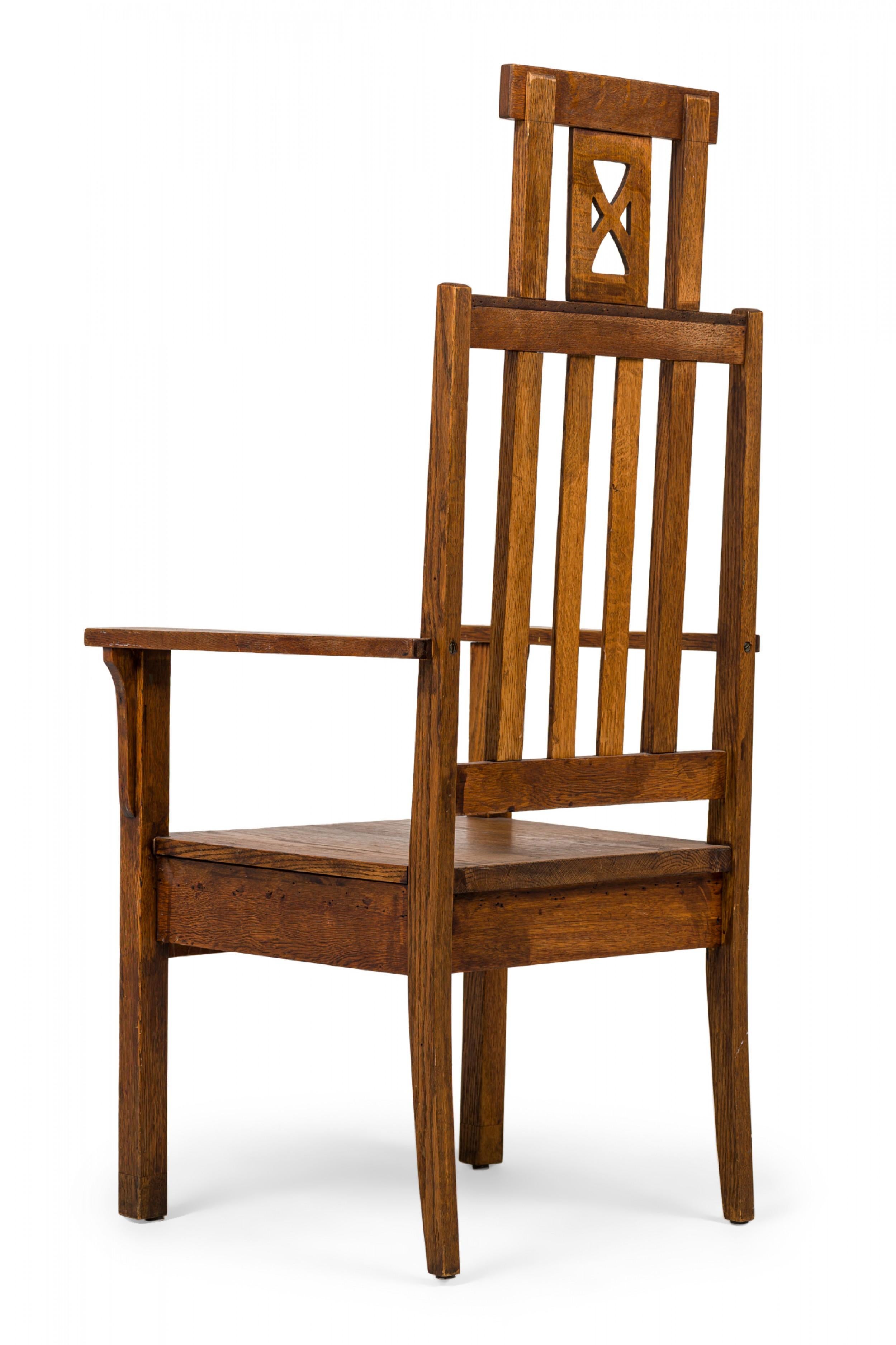 20th Century American Mission High Back Oak Armchair For Sale