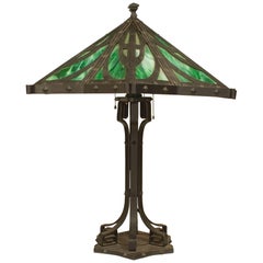 American Mission Iron Slag Glass Table Lamp