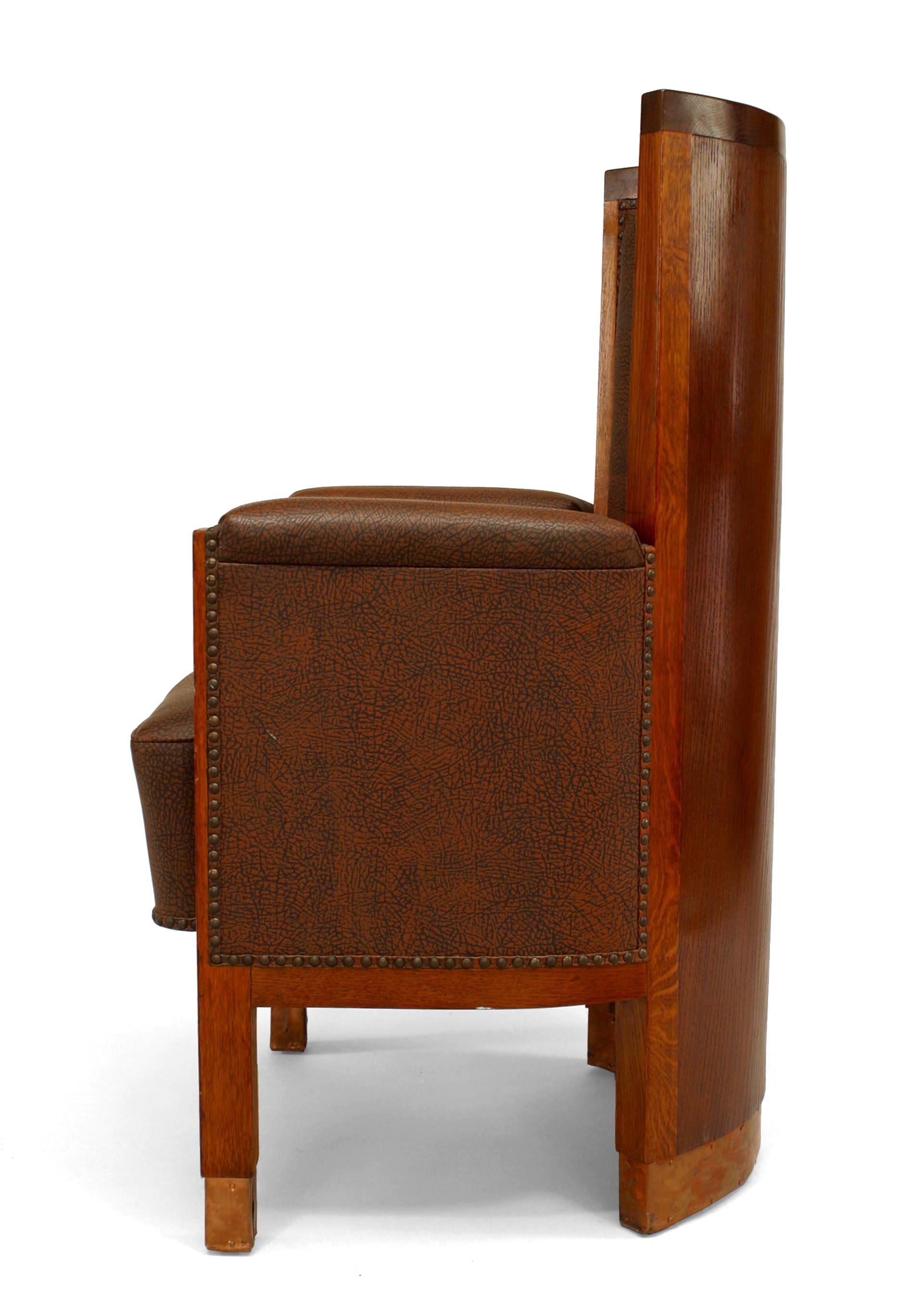 Pair of American Mission Oak Arm Chairs For Sale 1
