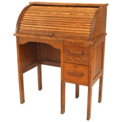 Amerikanischer Mission Oak Roll Top Desk und passender Stuhl