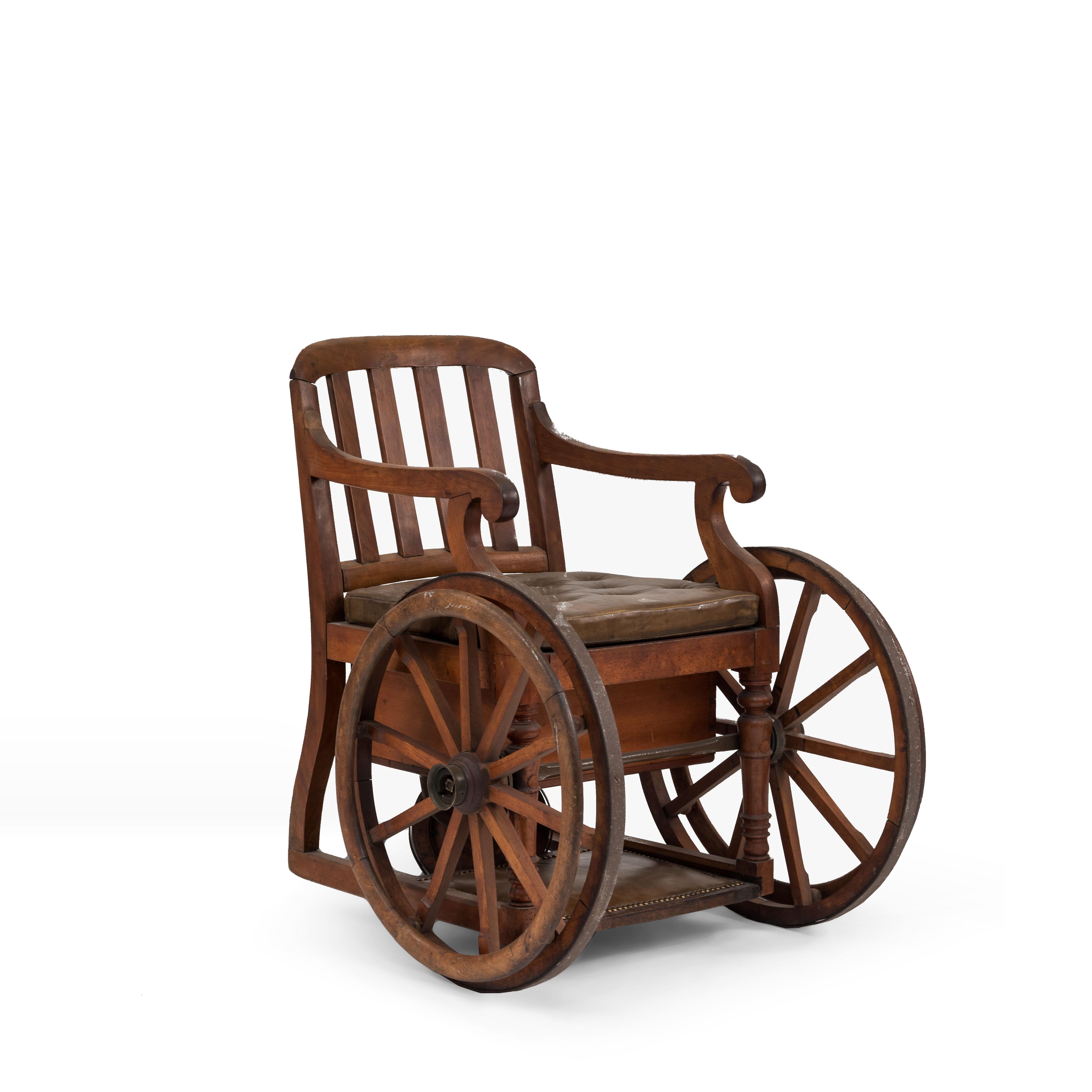 Leather American Mission Oak Wheel Chair For Sale