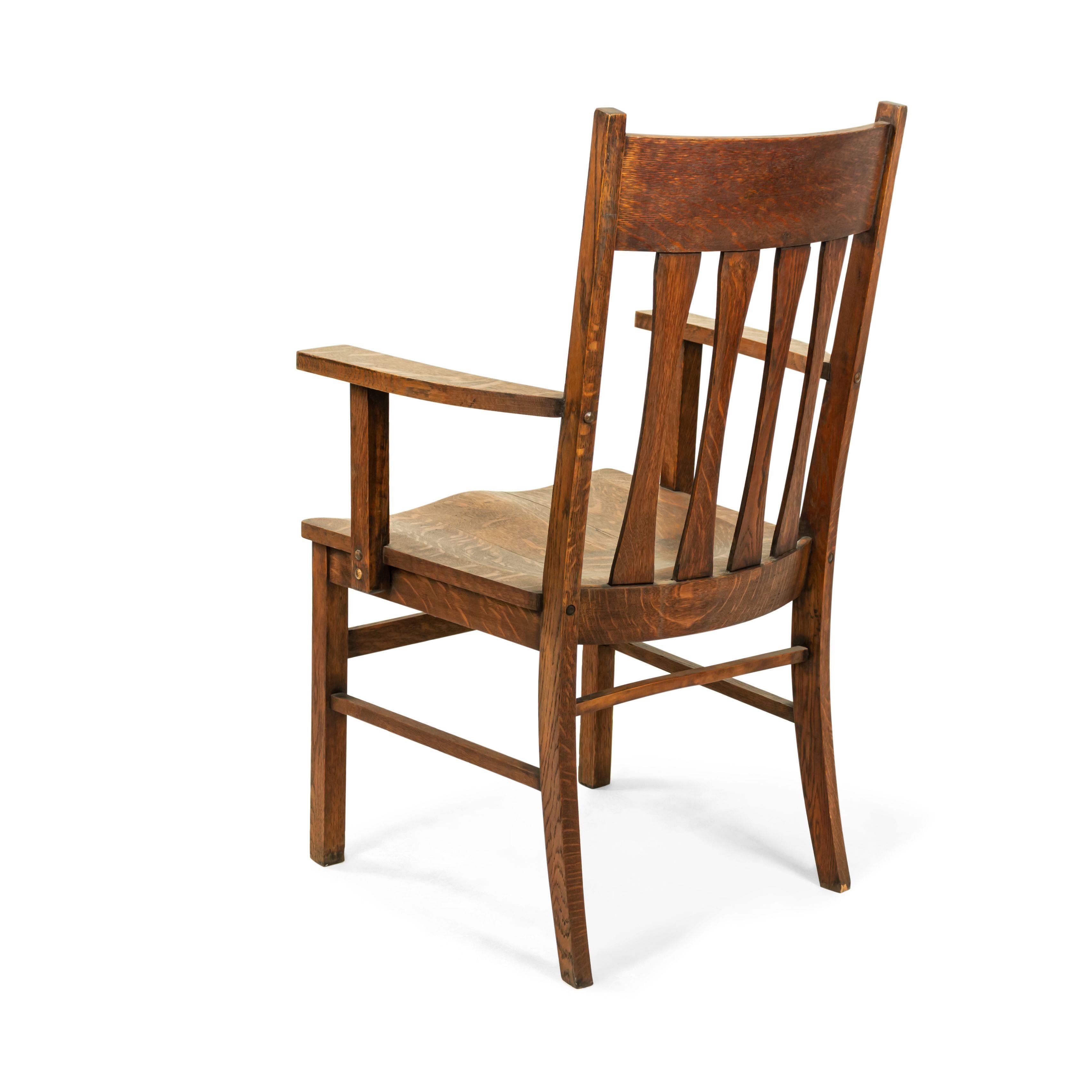 American Mission Slat Back Wooden Armchair In Good Condition For Sale In New York, NY
