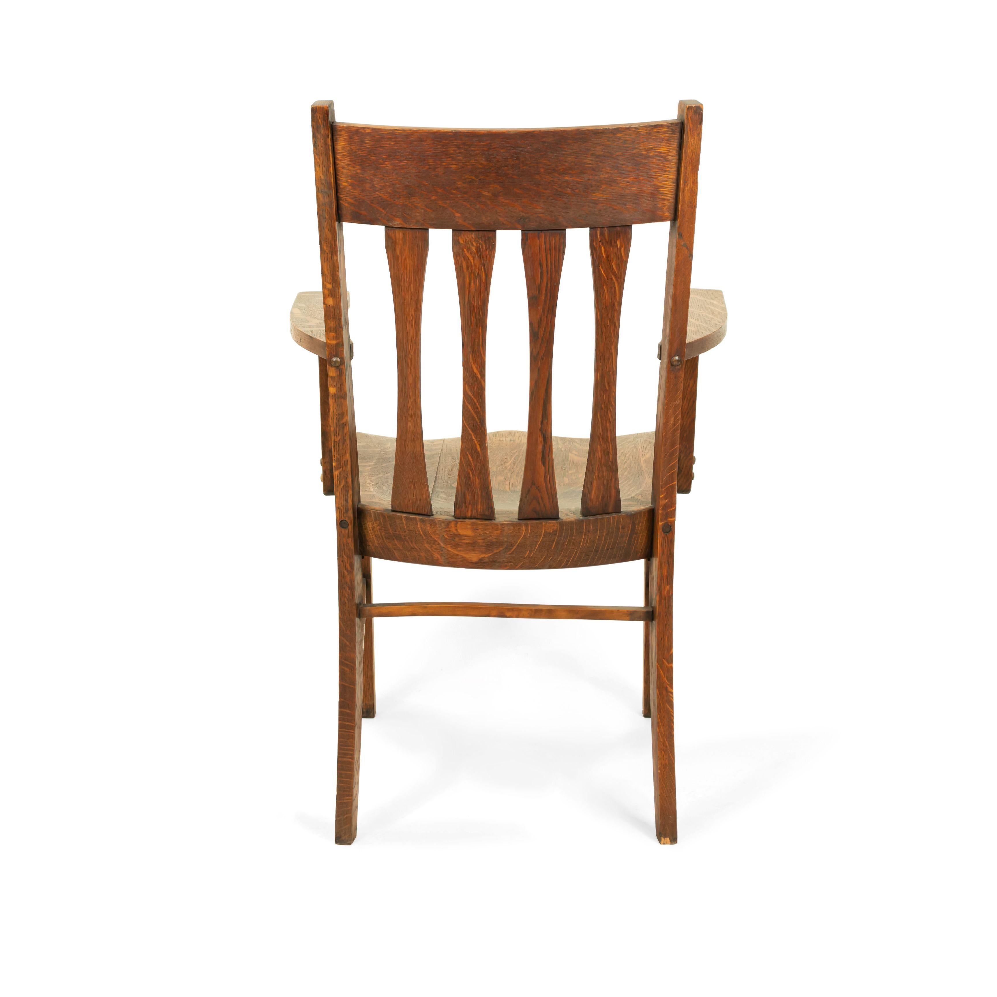 American Mission Slat Back Wooden Armchair In Good Condition For Sale In New York, NY