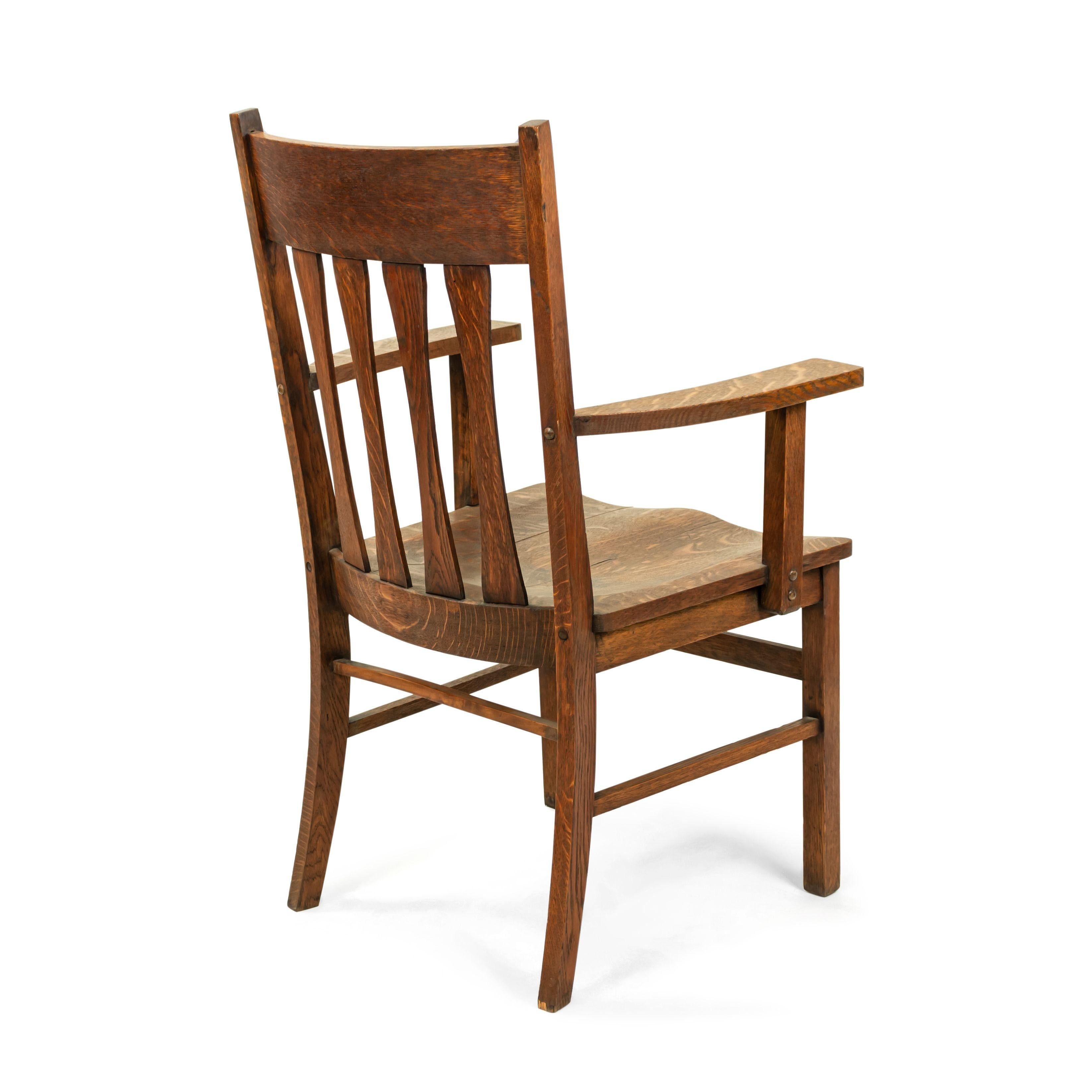 20th Century American Mission Slat Back Wooden Armchair For Sale