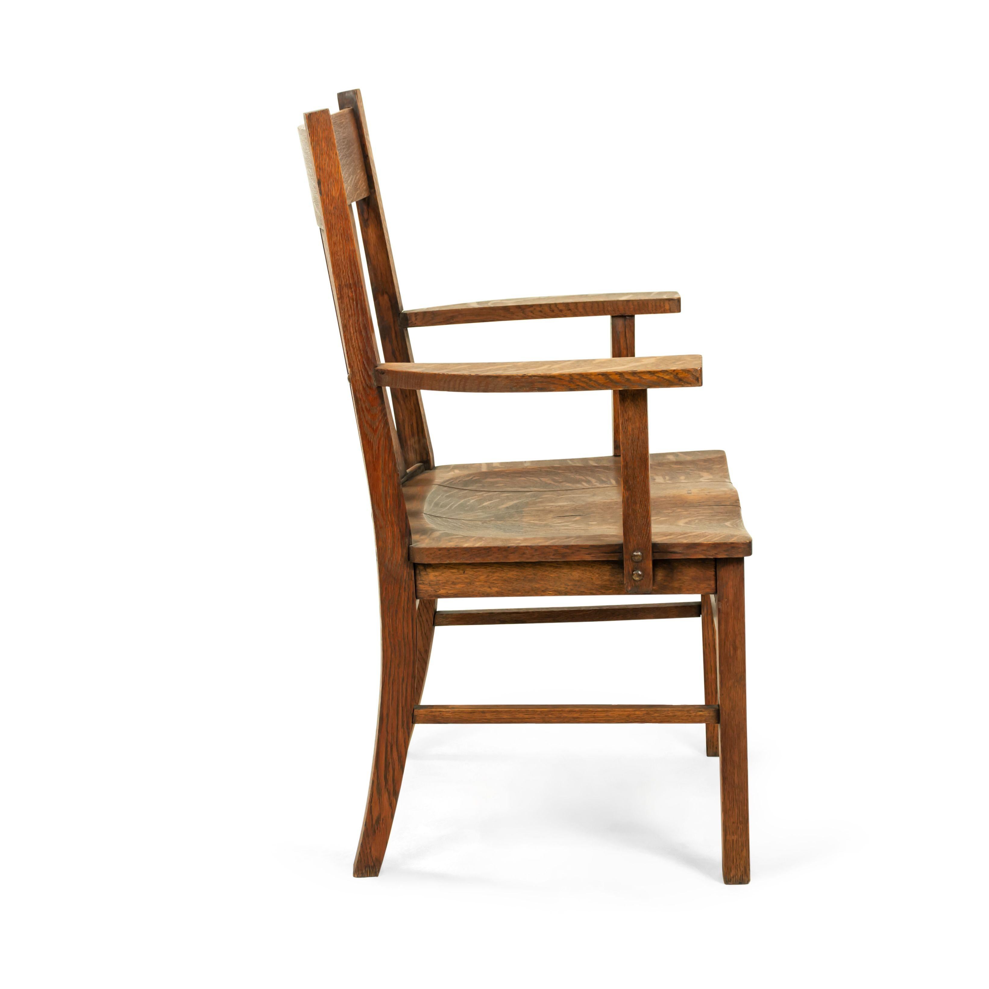 Slate American Mission Slat Back Wooden Armchair For Sale