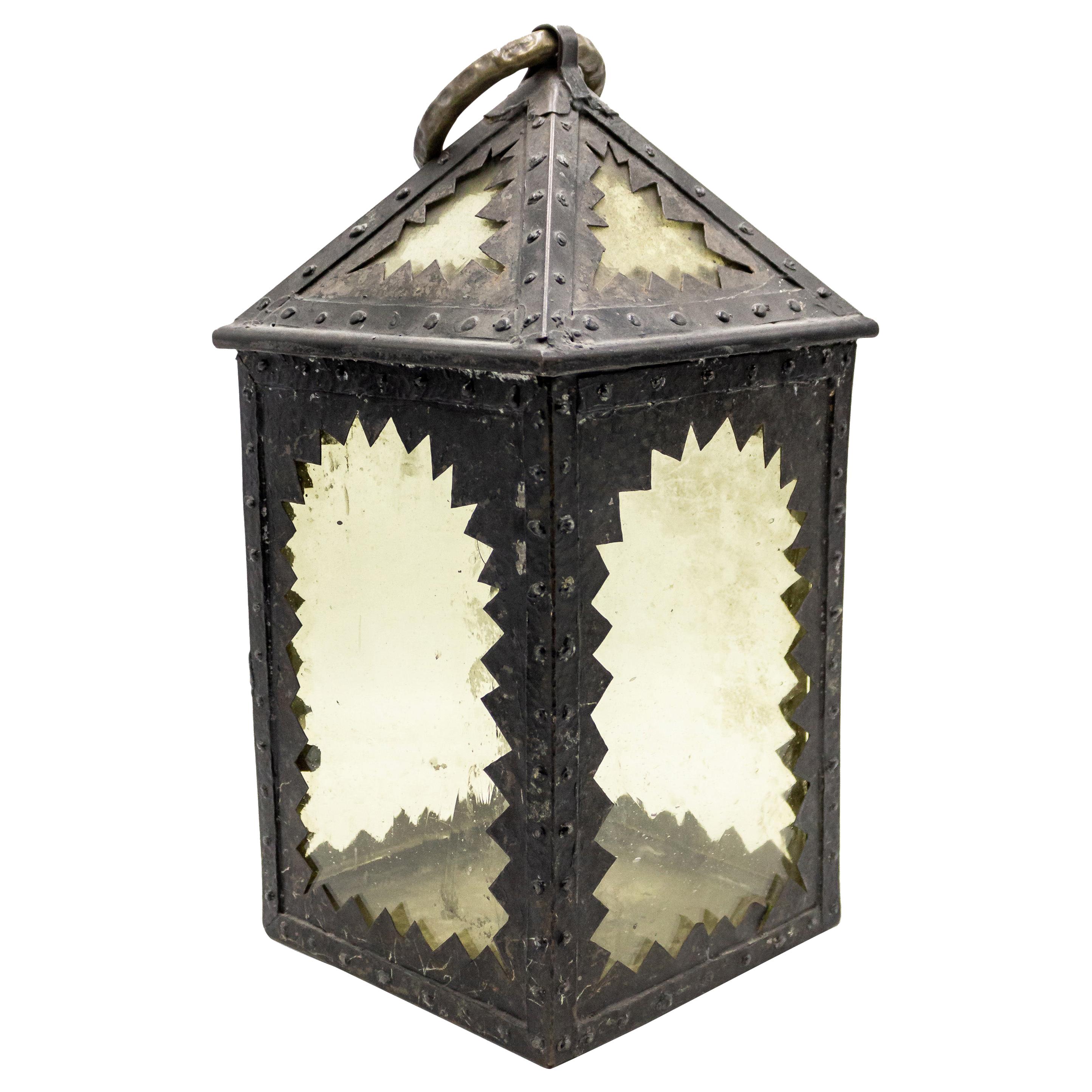 American Mission Style Wrought Iron Hand Lantern