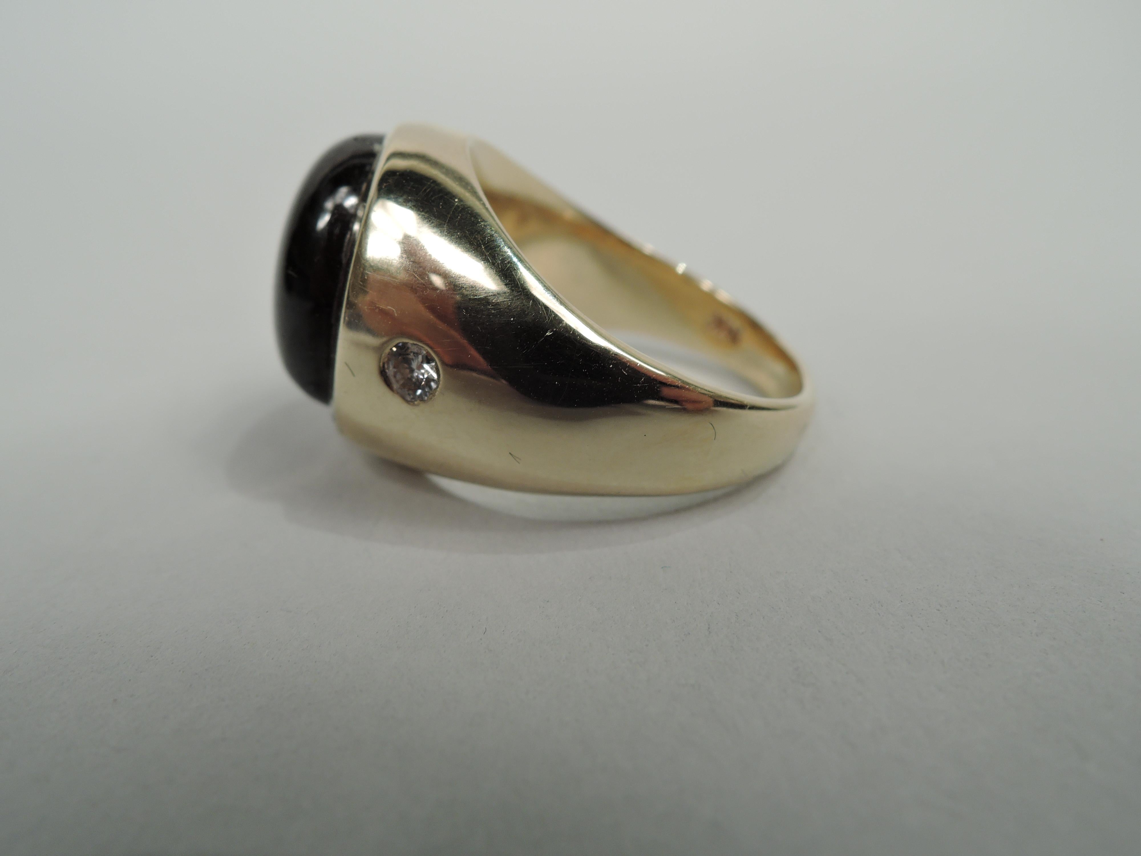 Cabochon American Modern 14k Yellow Gold and Tiger's Eye Man’s Ring For Sale