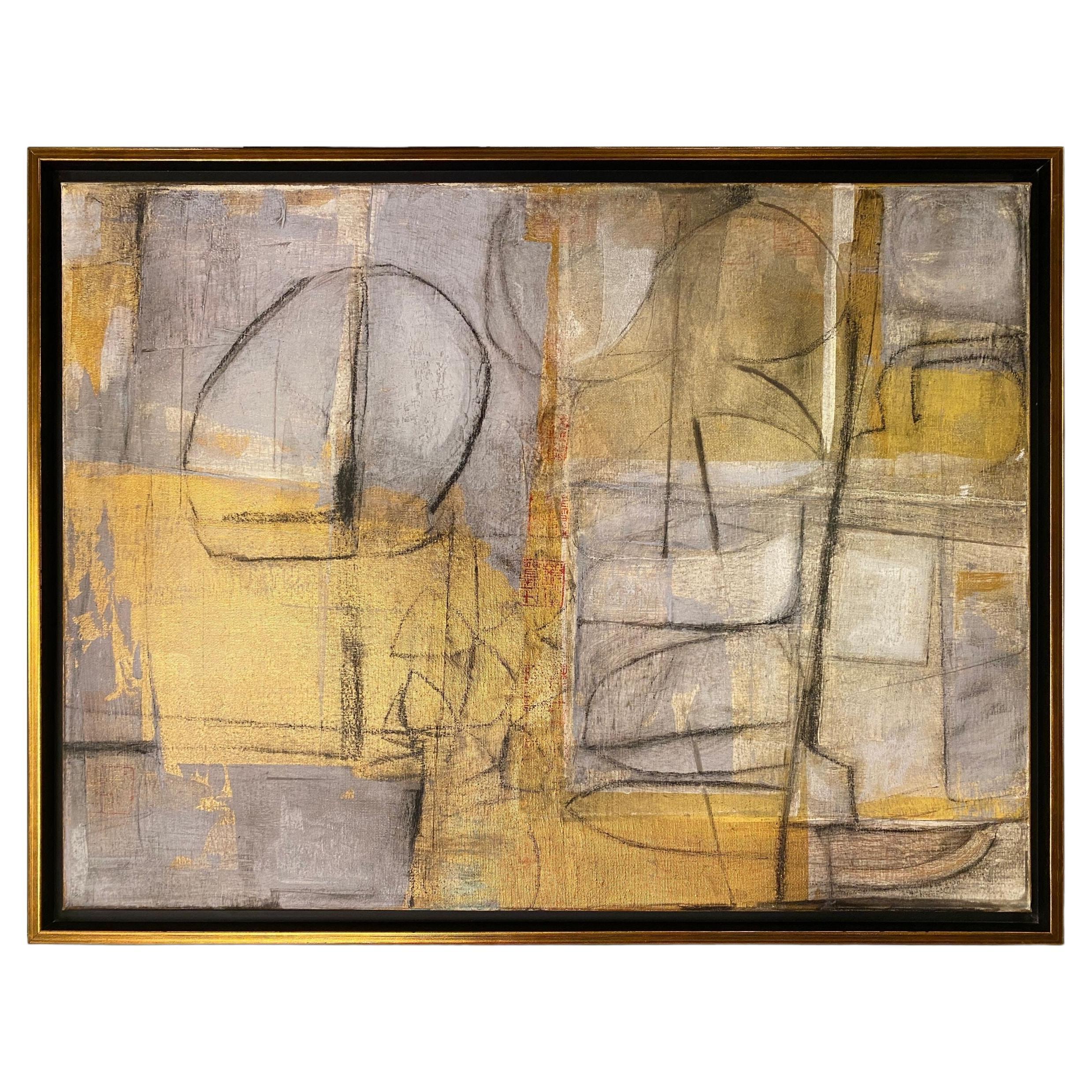 American Modern Abstract Expressionist Mixed Media on Canvas, Elliot Twelvetrees For Sale