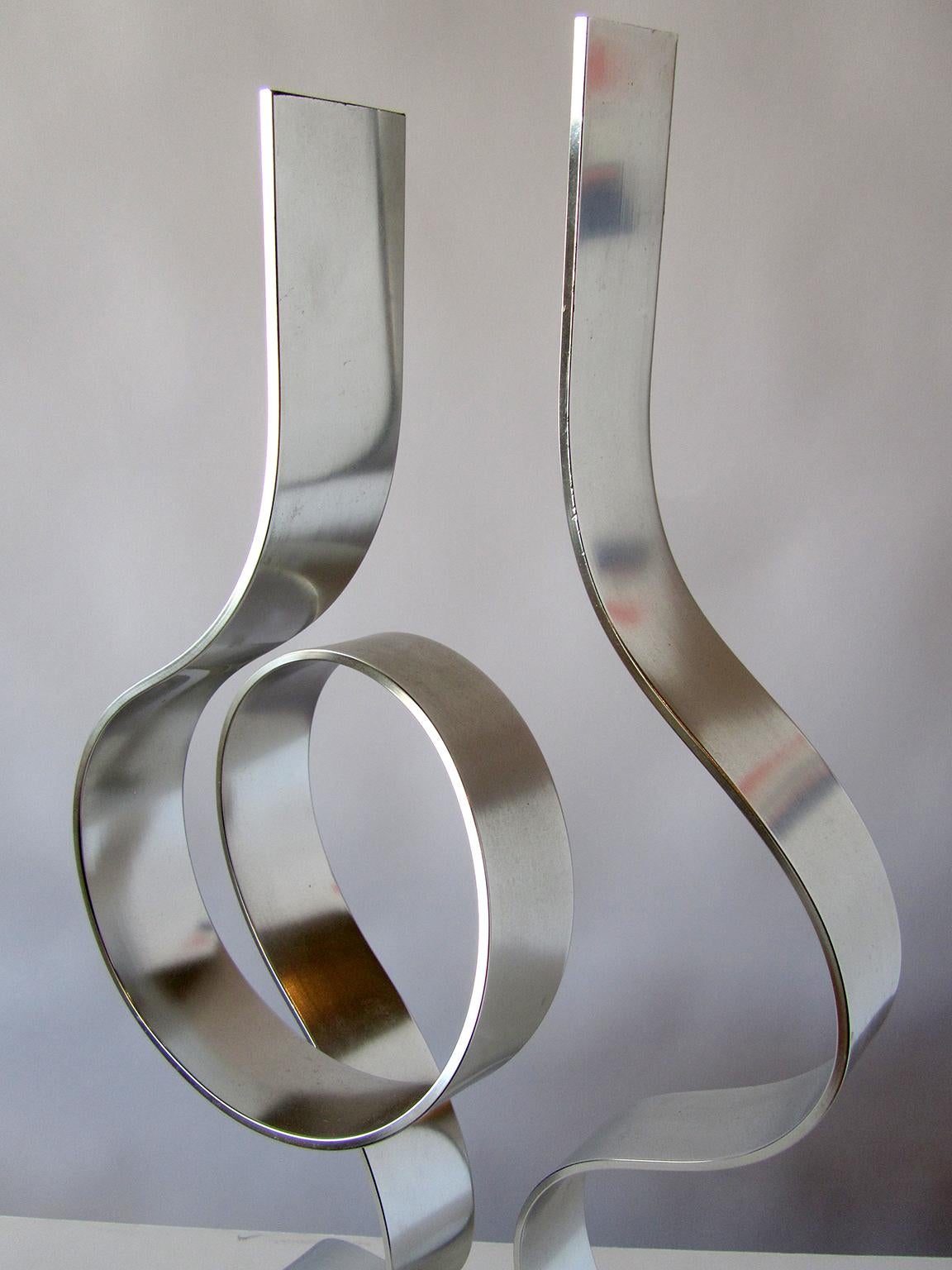 American Modern Abstract Expressionist Polished Steel Sculpture, Dan Murphy For Sale 1