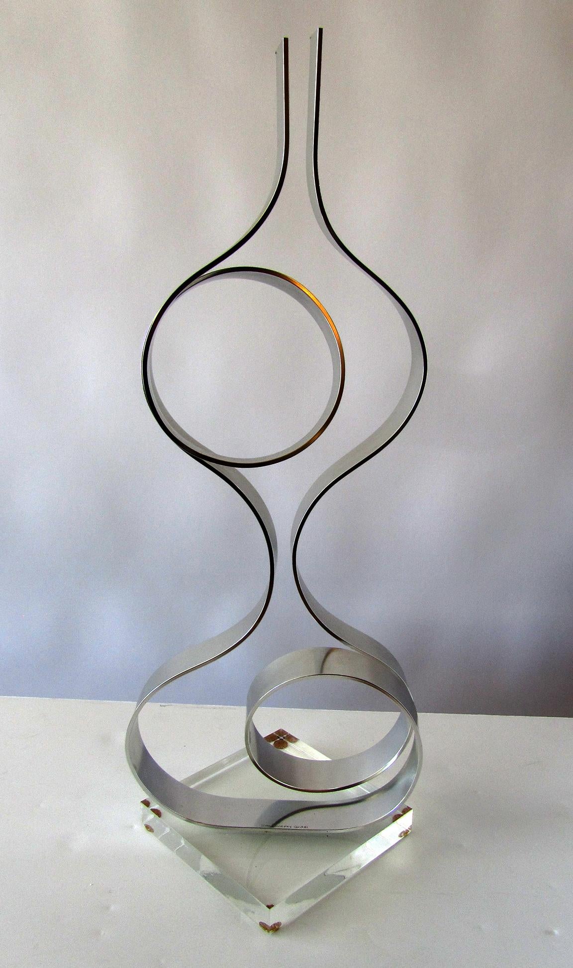 American Modern Abstract Expressionist Polished Steel Sculpture, Dan Murphy For Sale 2