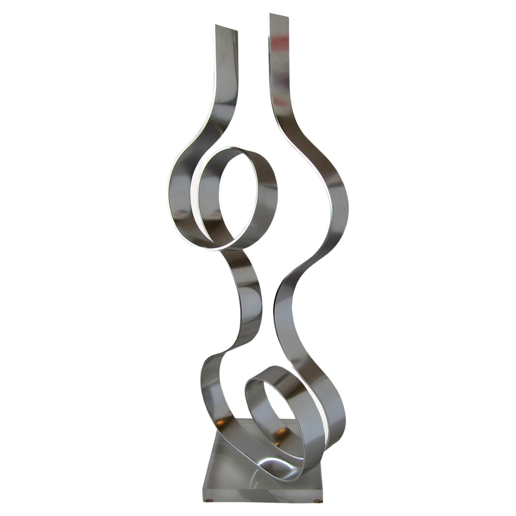 American Modern Abstract Expressionist Polished Steel Sculpture, Dan Murphy For Sale