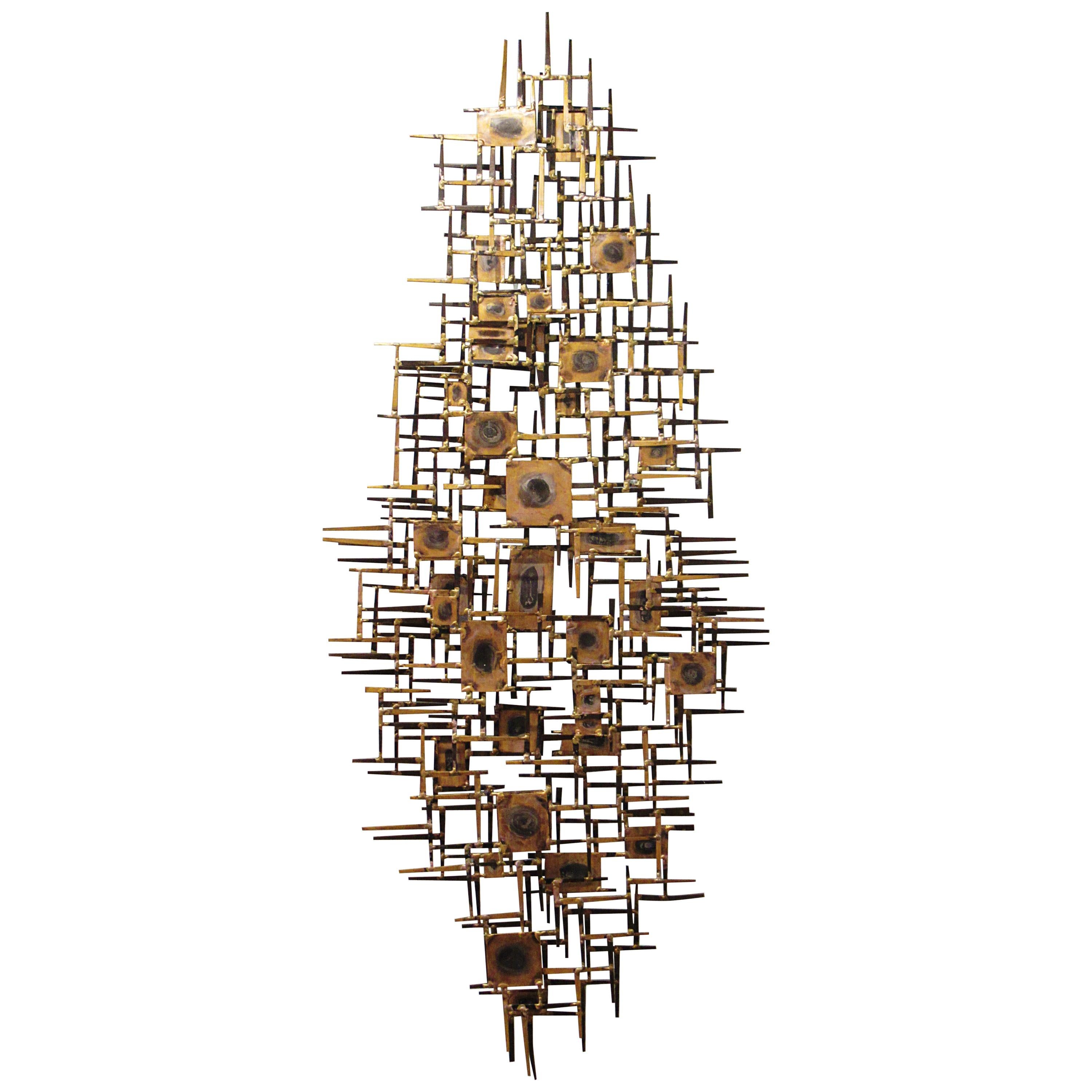 American Modern Abstract Metal "Nail" Sculpture, Curtis Jere, 1960s