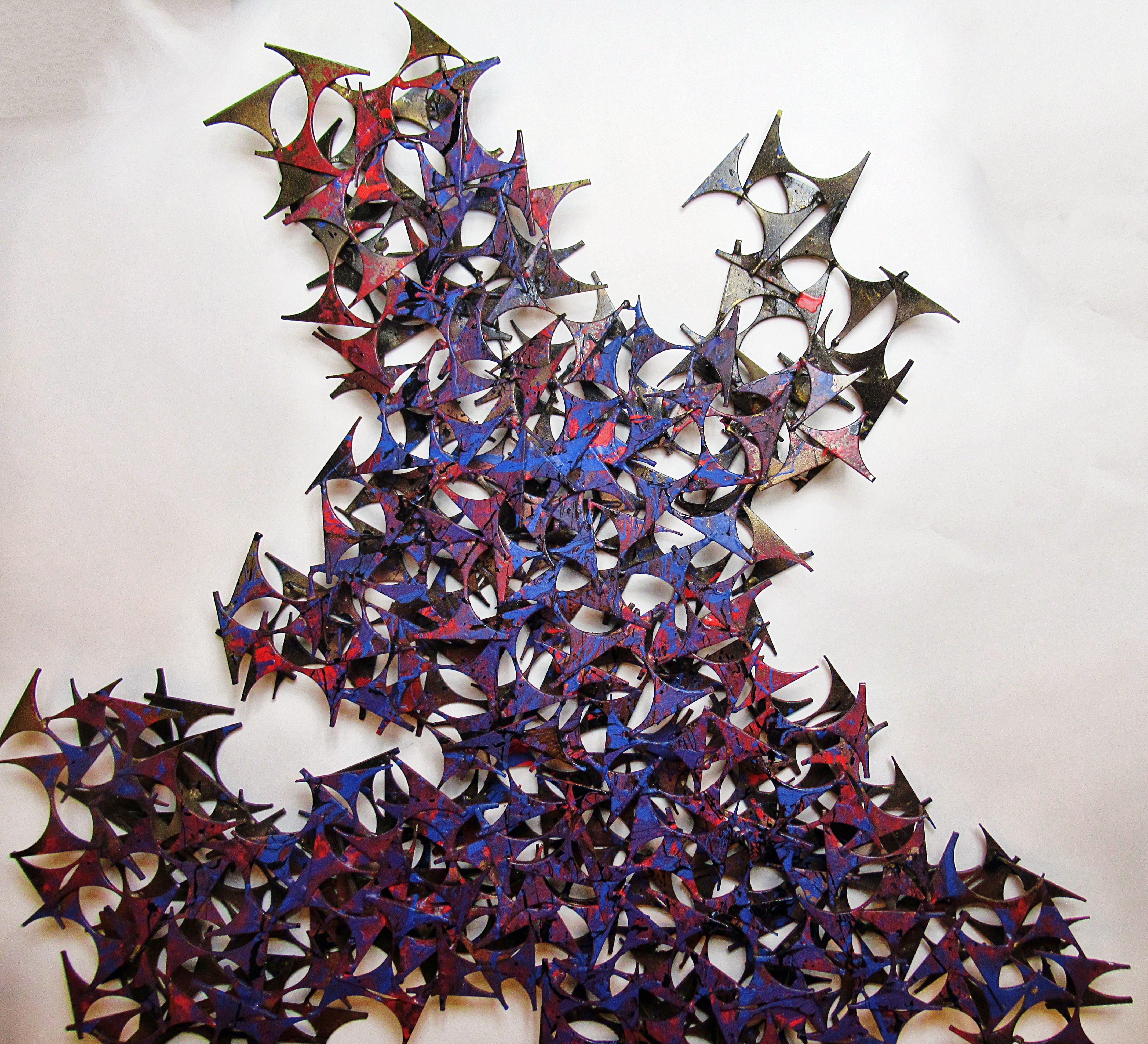 Américain Art mural abstrait sculptural et moderne américain peint en éclaboussures, Curtis Jeré, 1970 en vente
