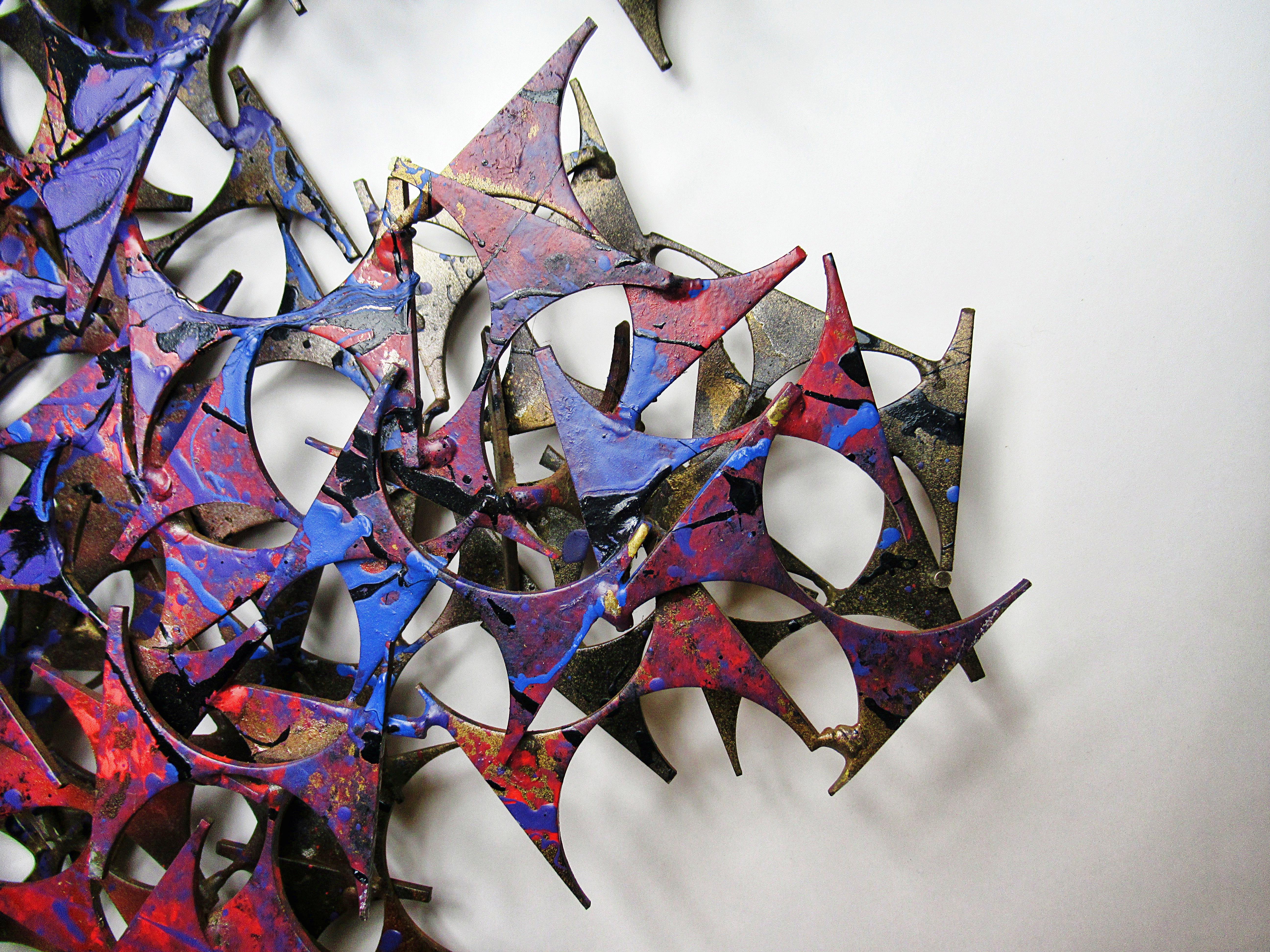 Art mural abstrait sculptural et moderne américain peint en éclaboussures, Curtis Jeré, 1970 en vente 1