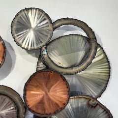 American Modern Abstract Silver & Copper Raindrop Wall Sculpture, Curtis Jeré