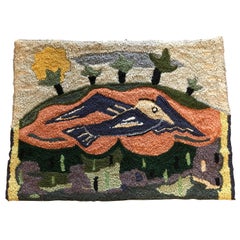 American Modern Art Deco Period Bird Theme Hook Rug