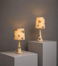 Lampes de table du modernisme américain, époque atomique, Chalkware, fibre de verre, États-Unis, années 1950