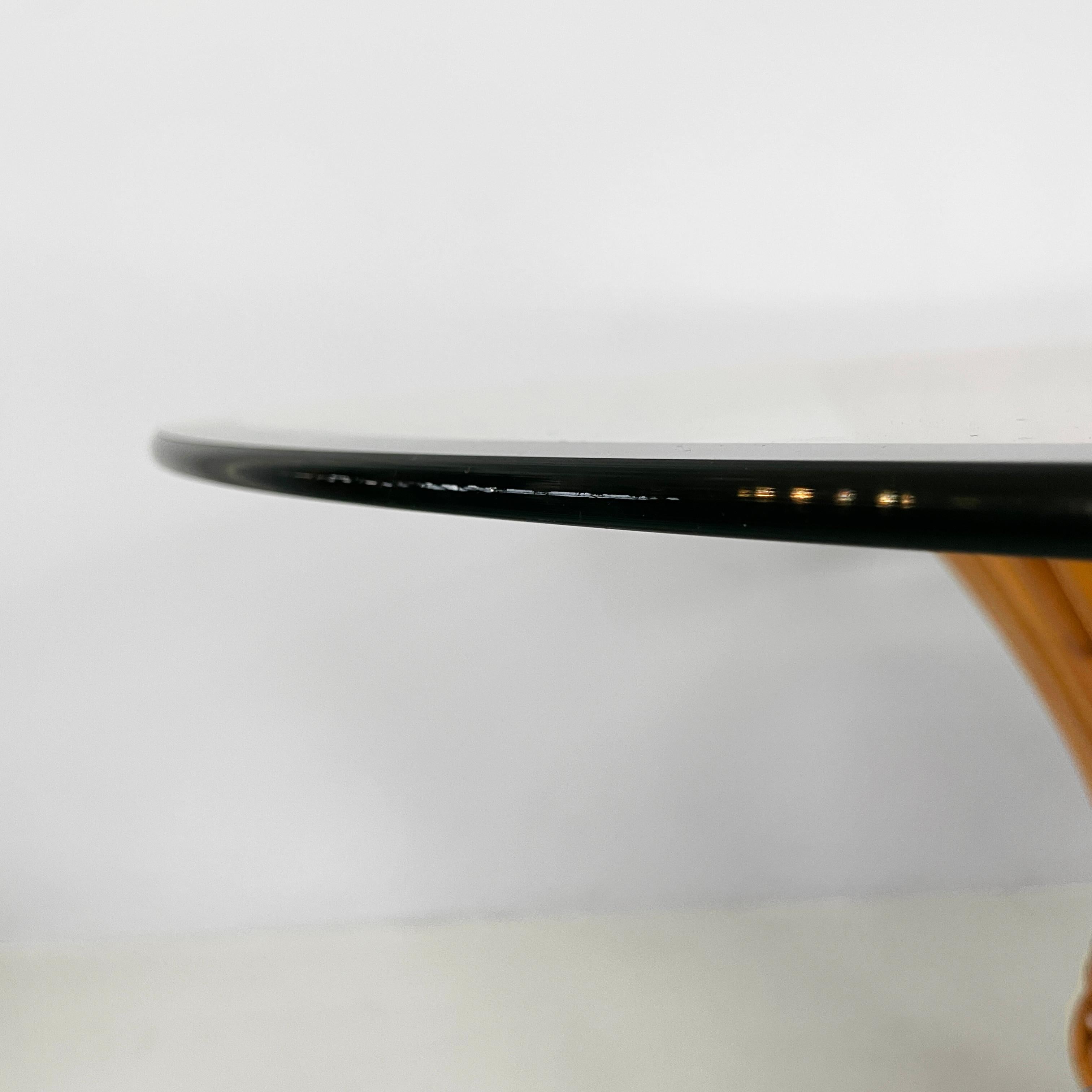 Amerikanischer moderner runder Esstisch aus Bambus und Glas von McGuire, 1970er Jahre (Moderne) im Angebot