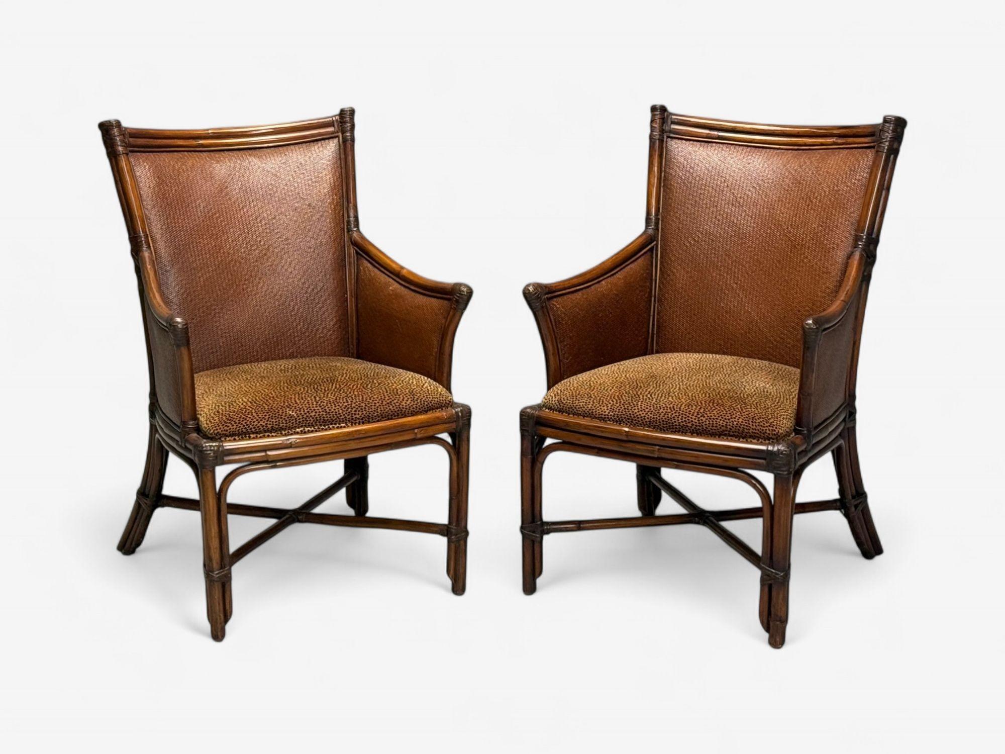 Mid-Century Modern Fauteuils modernes américains, bambou, rotin, États-Unis, 1970 en vente