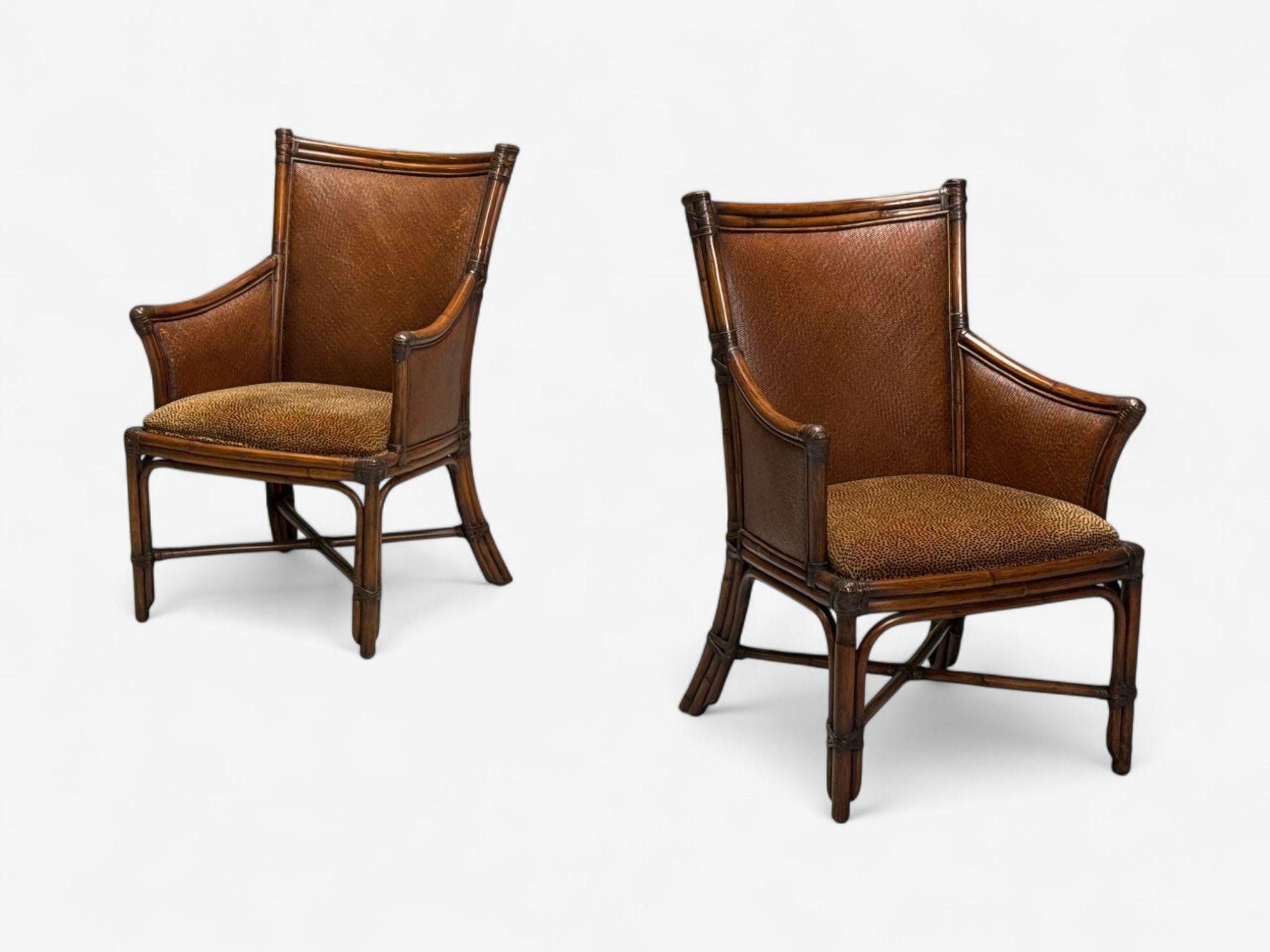 Américain Fauteuils modernes américains, bambou, rotin, États-Unis, 1970 en vente