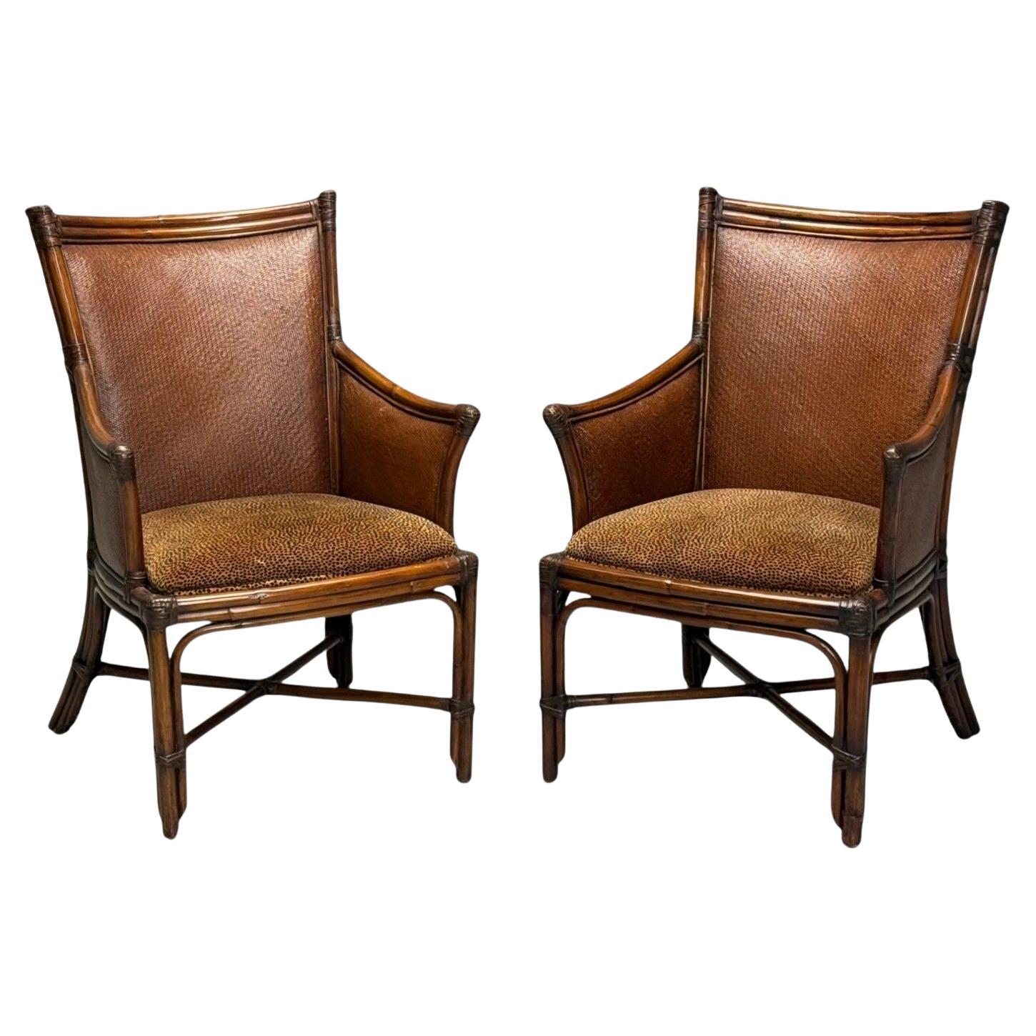 American Modern, Bamboo, Rattan, Arm Chairs, USA, 1970s