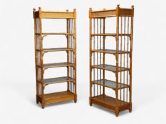 American Modern, Bamboo, Wood, Etageres, USA, 1980s