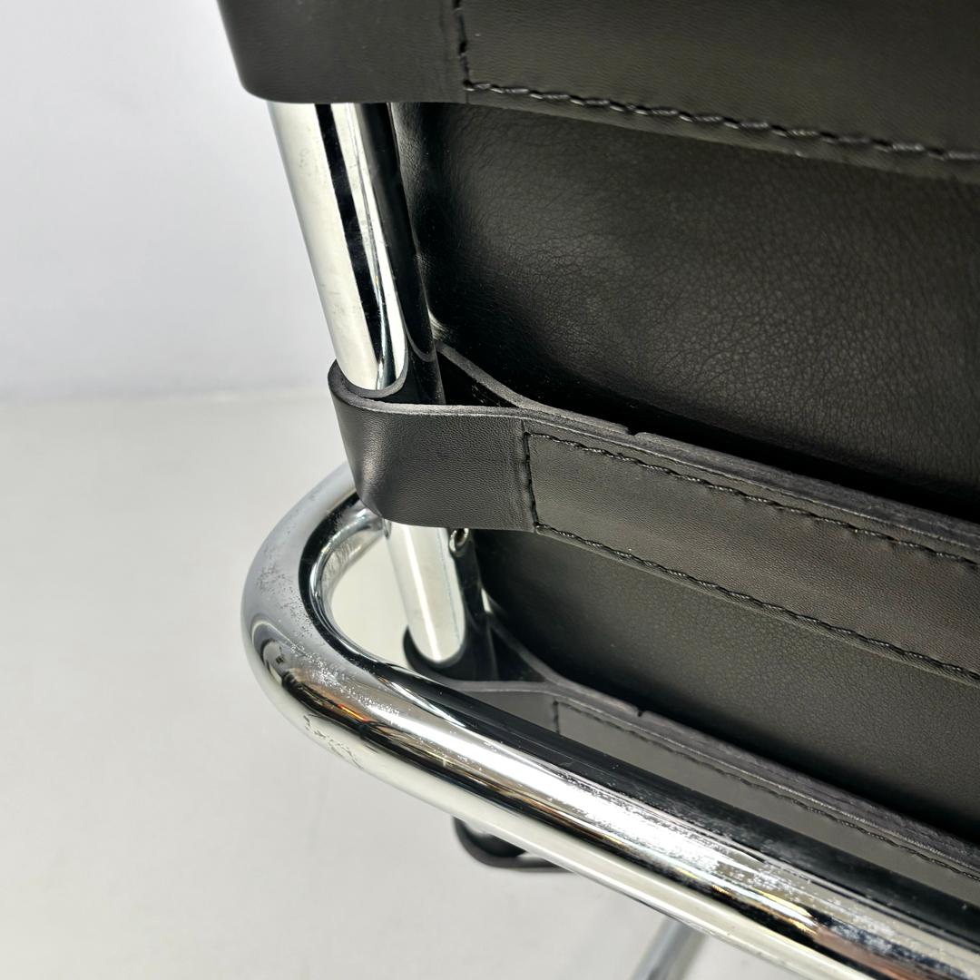 American modern black leather armchair MR40 Mies van der Rohe for Knoll, 1980s 4