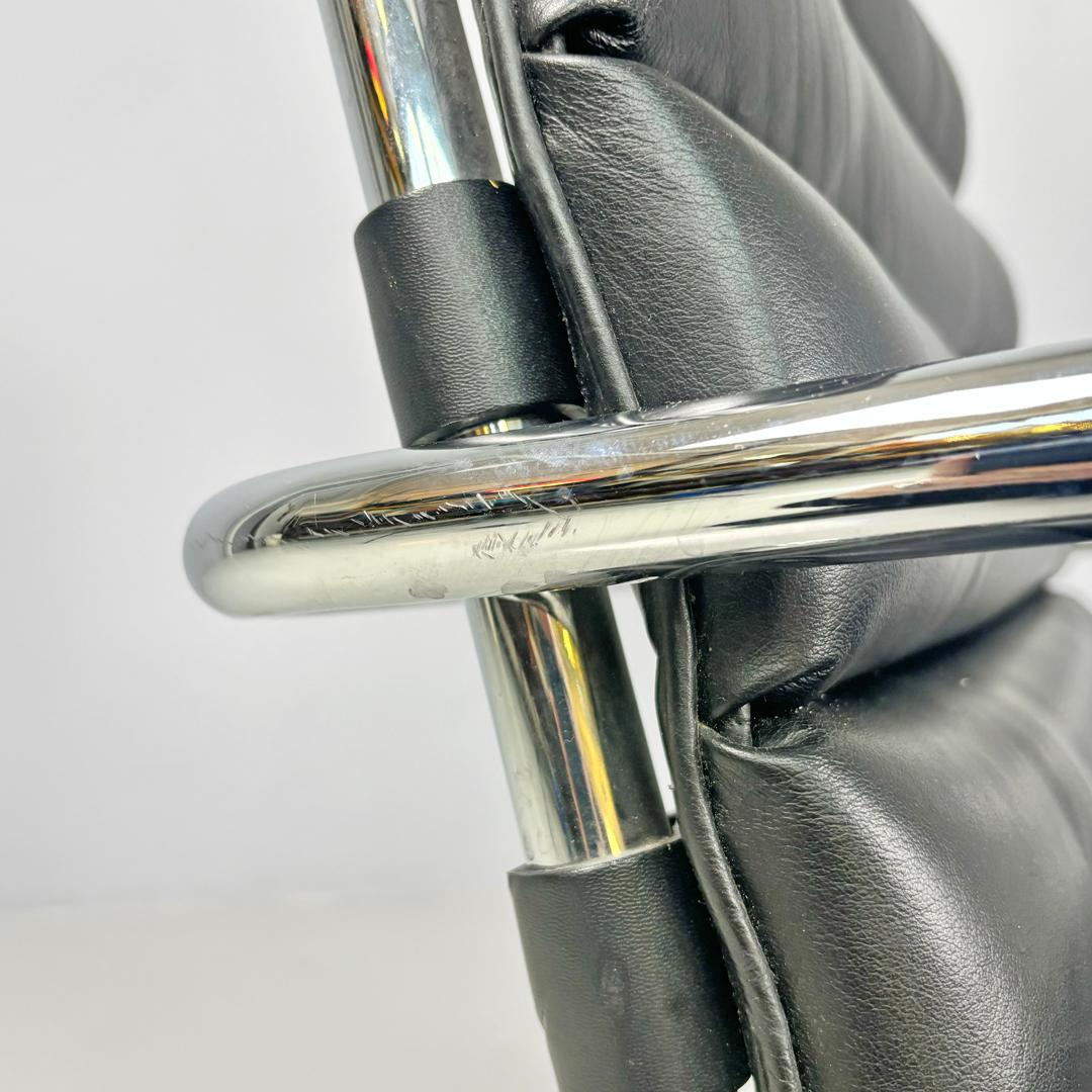 American modern black leather armchair MR40 Mies van der Rohe for Knoll, 1980s 6