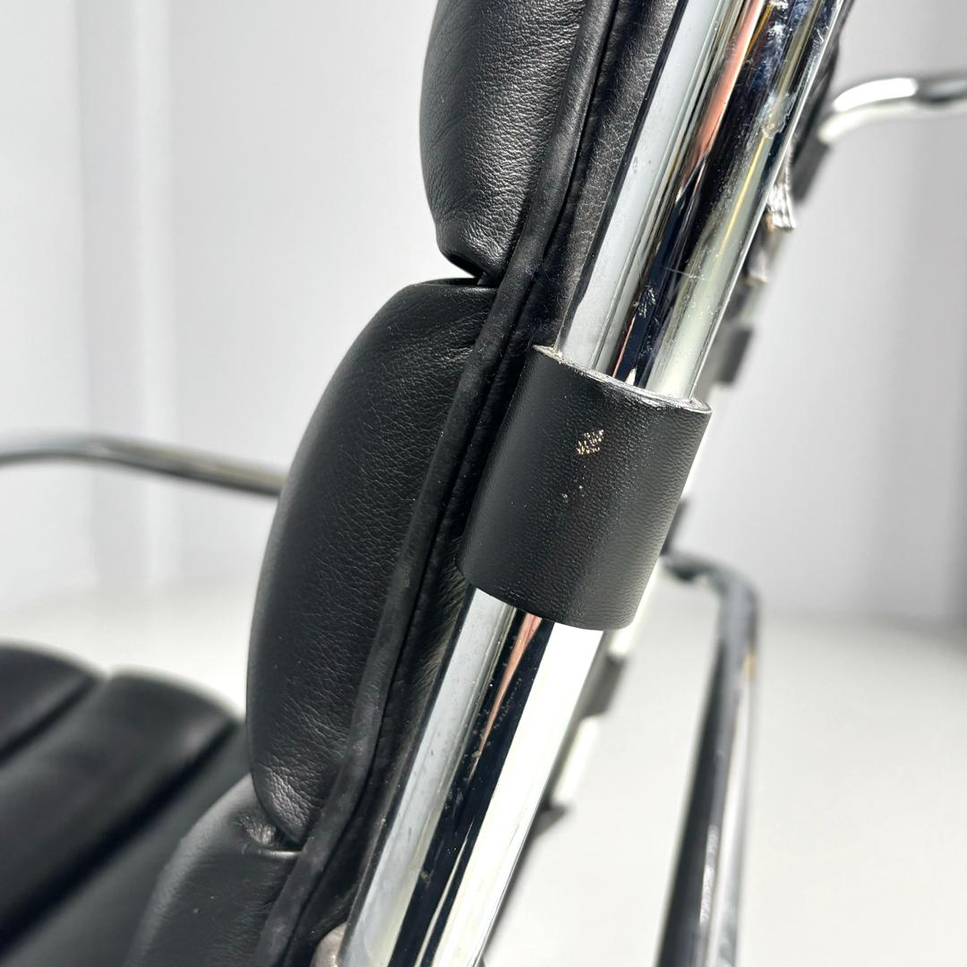 American modern black leather armchair MR40 Mies van der Rohe for Knoll, 1980s 9