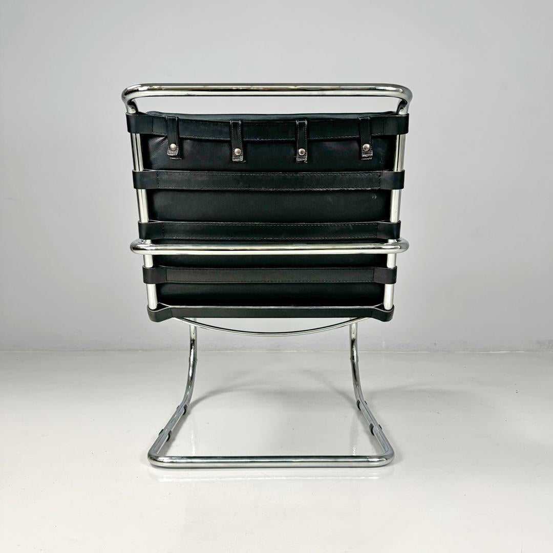 Late 20th Century American modern black leather armchair MR40 Mies van der Rohe for Knoll, 1980s