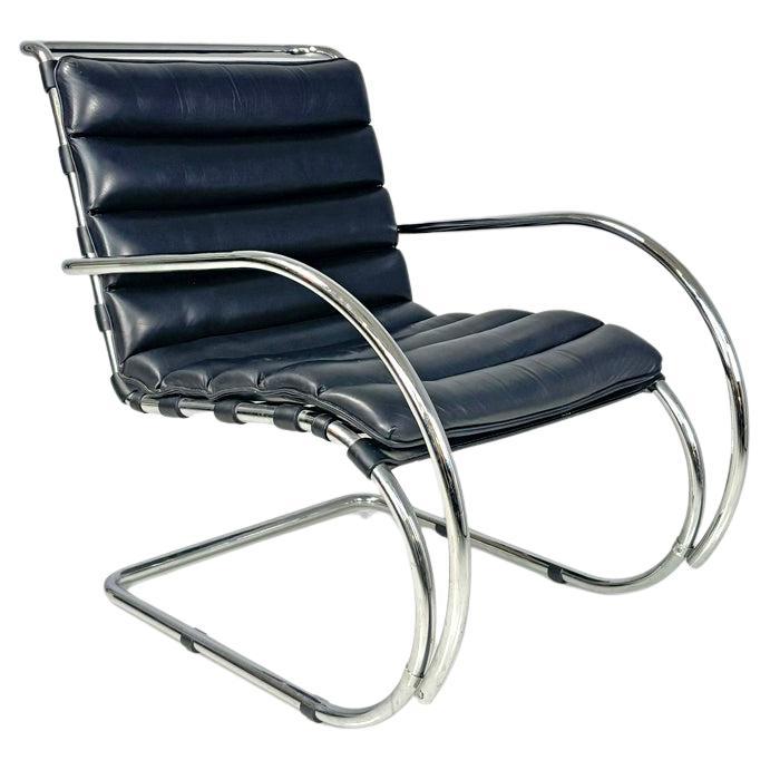 American modern black leather armchair MR40 Mies van der Rohe for Knoll, 1980s